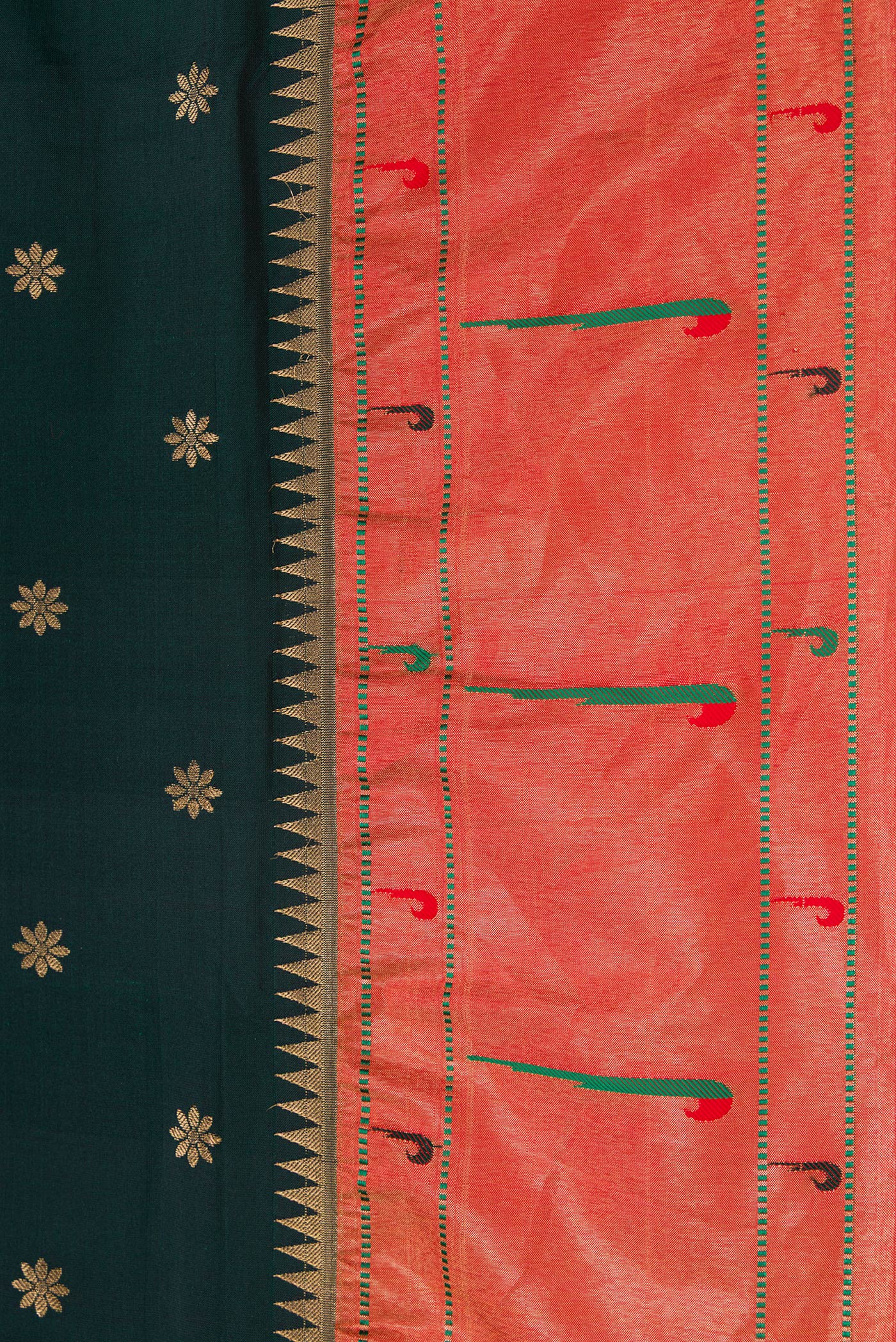 Bottle Green Blended Paithani Silk Saree - Image 3