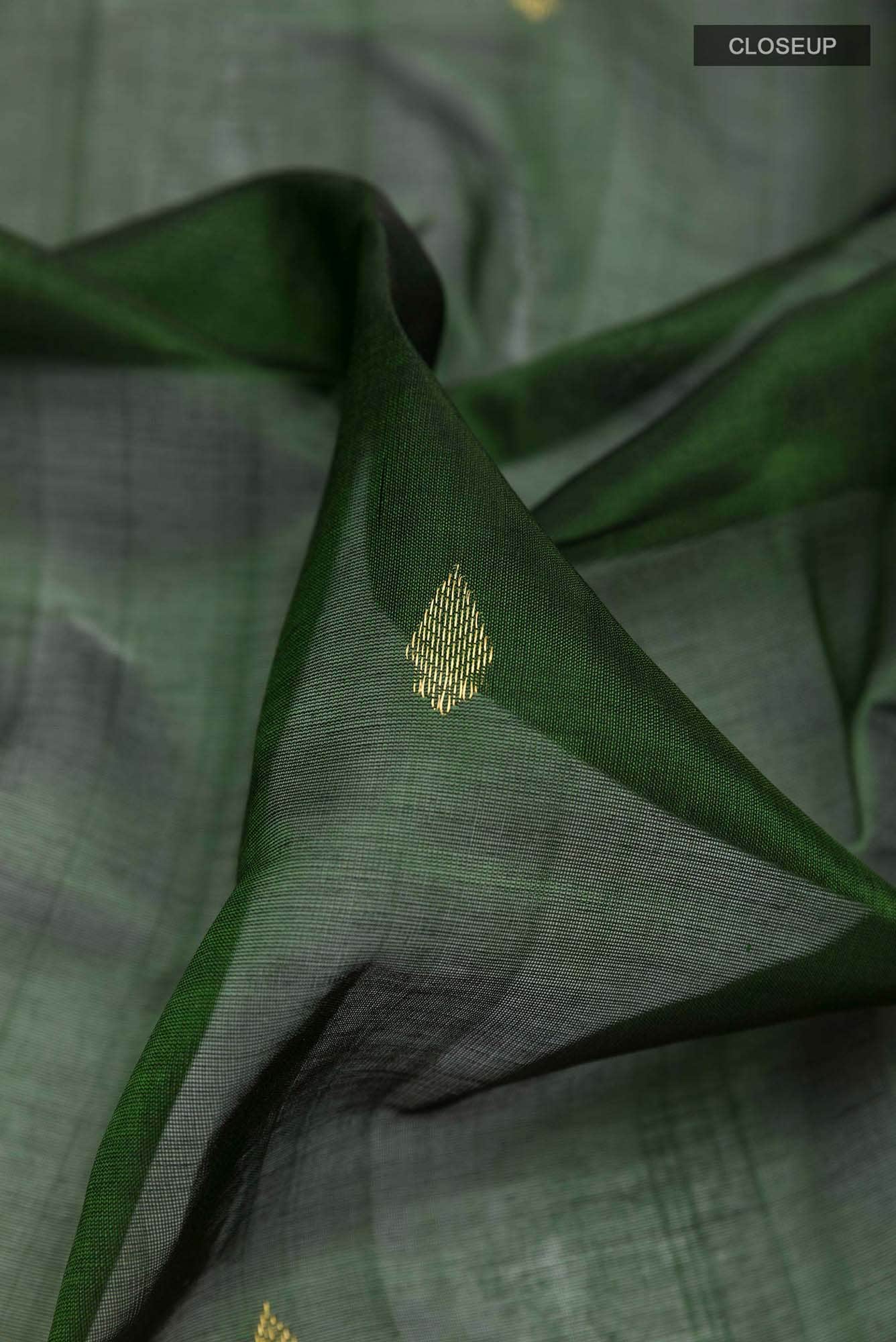 Green Silk Cotton Saree - Image 2