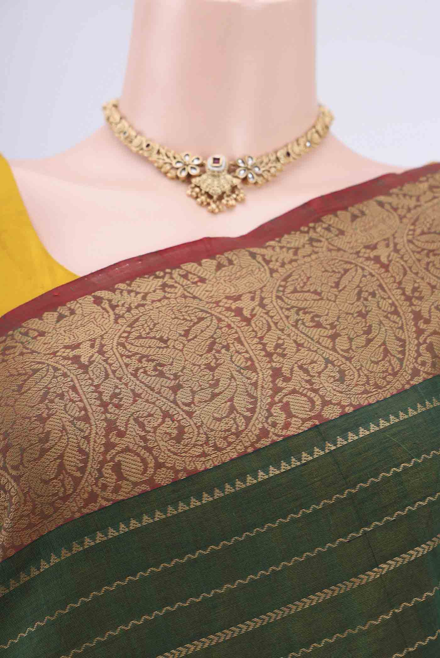 Green Coimbatore Cotton Saree - Image 2
