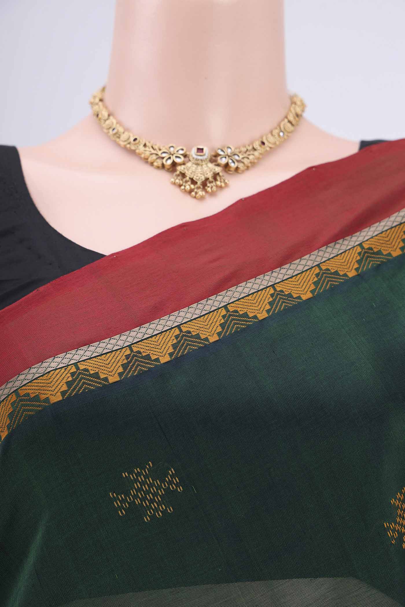 Bottle Green Coimbatore Silk Cotton Saree - Image 2