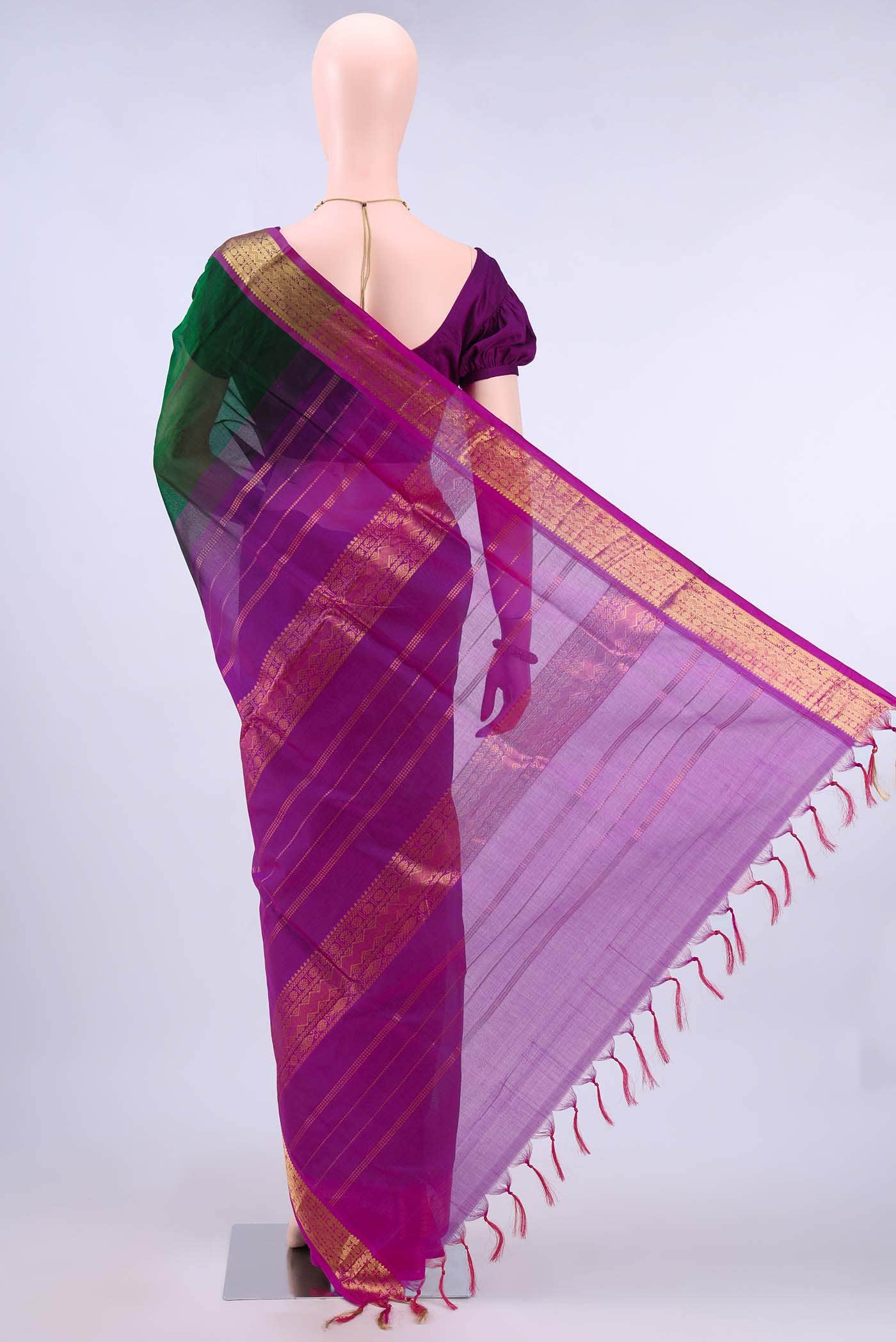 Bottle Green Coimbatore Silk Cotton Saree - Image 2