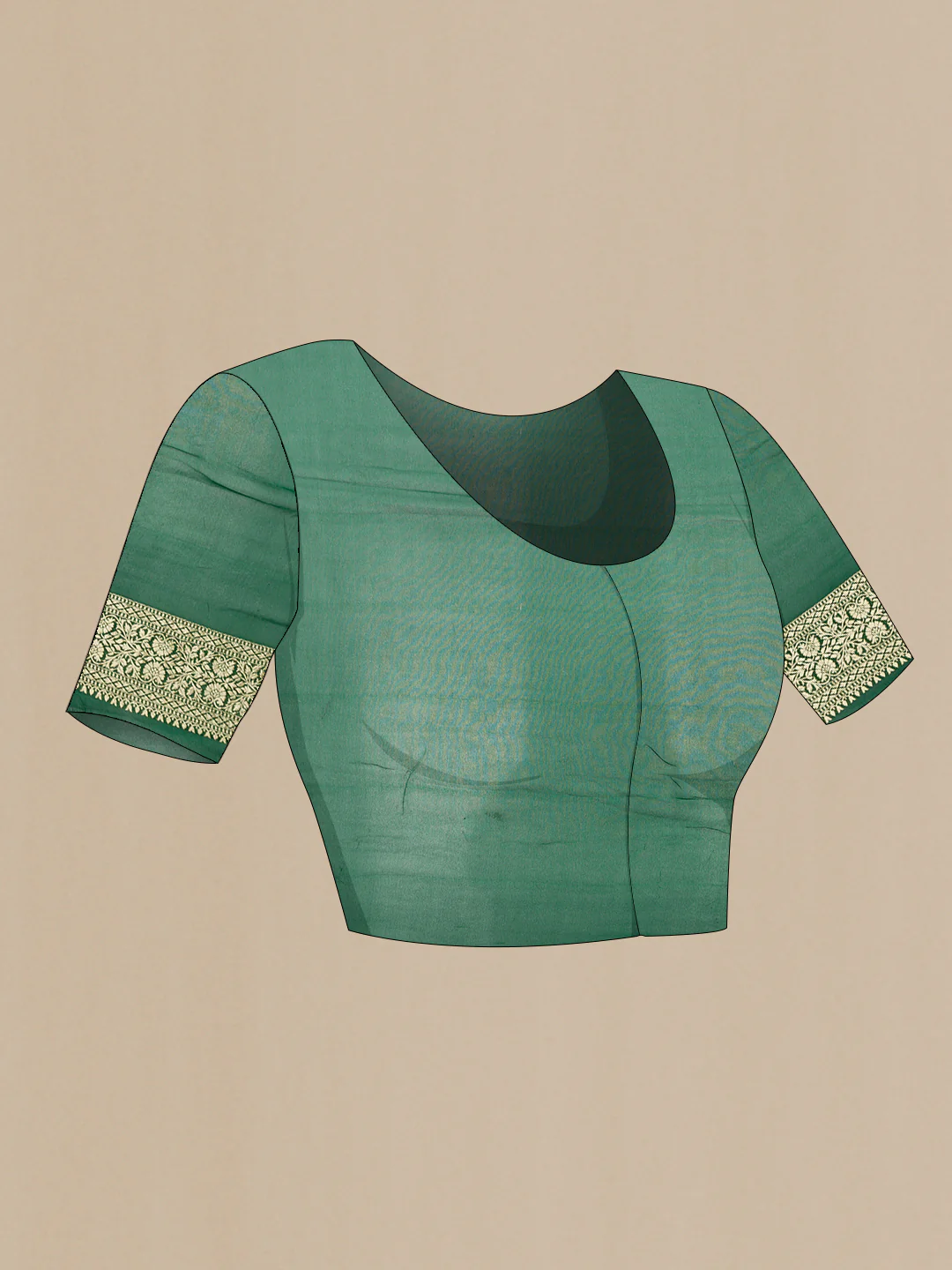 Bottle Green Banarasi Georgette Saree - Image 4