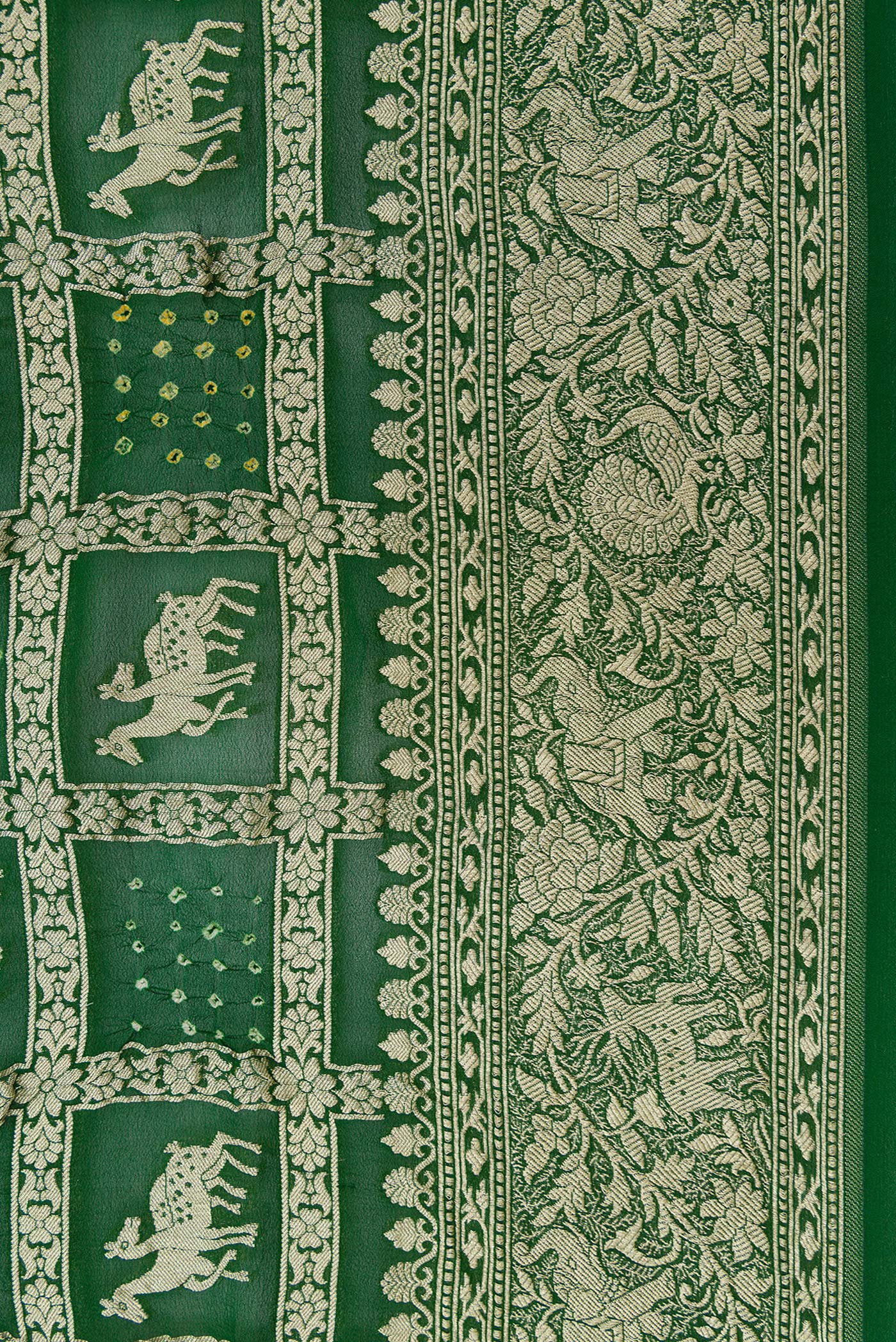 Bottle Green Banarasi Georgette Saree - Image 3