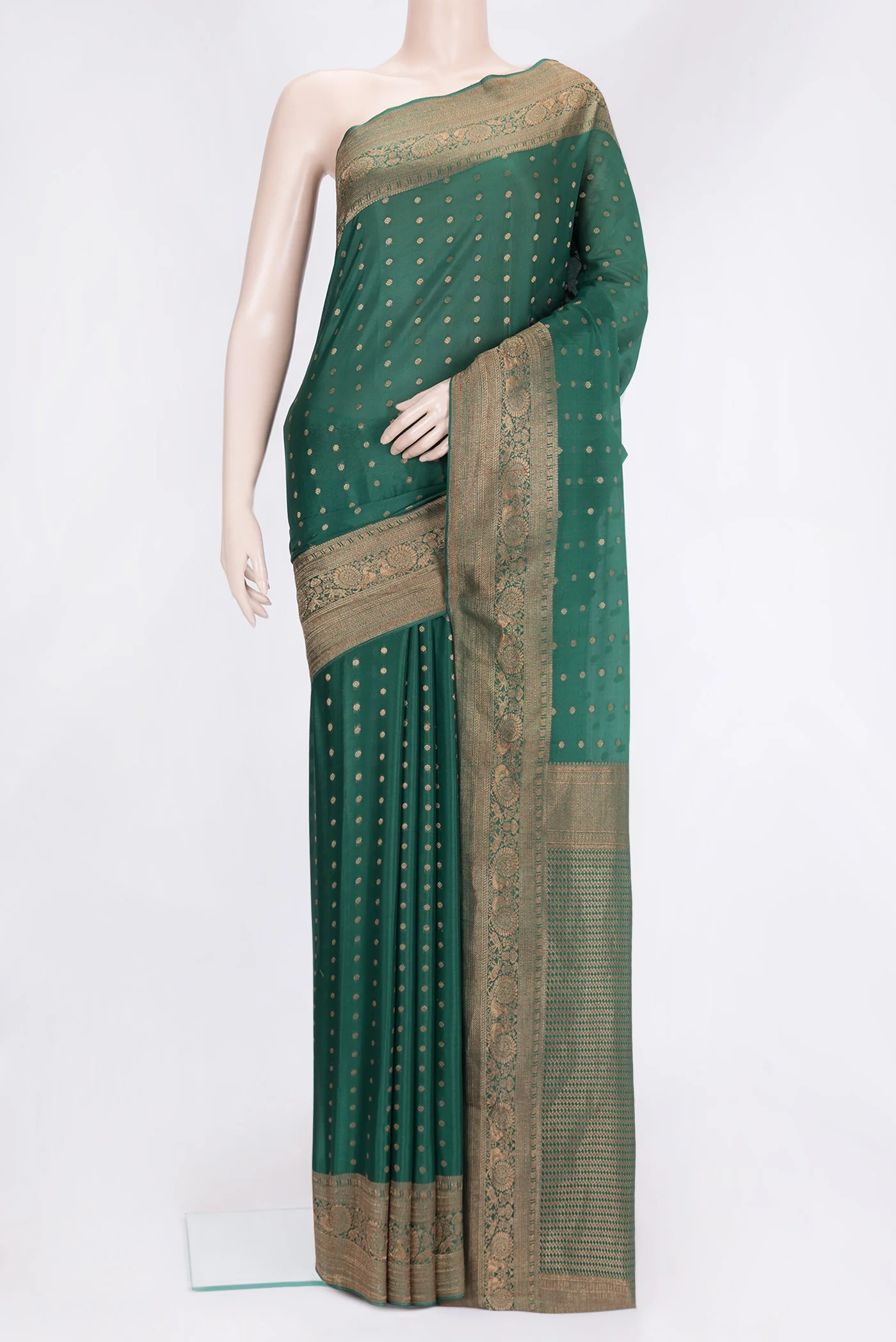 Bottle Green Mysore Crepe Saree