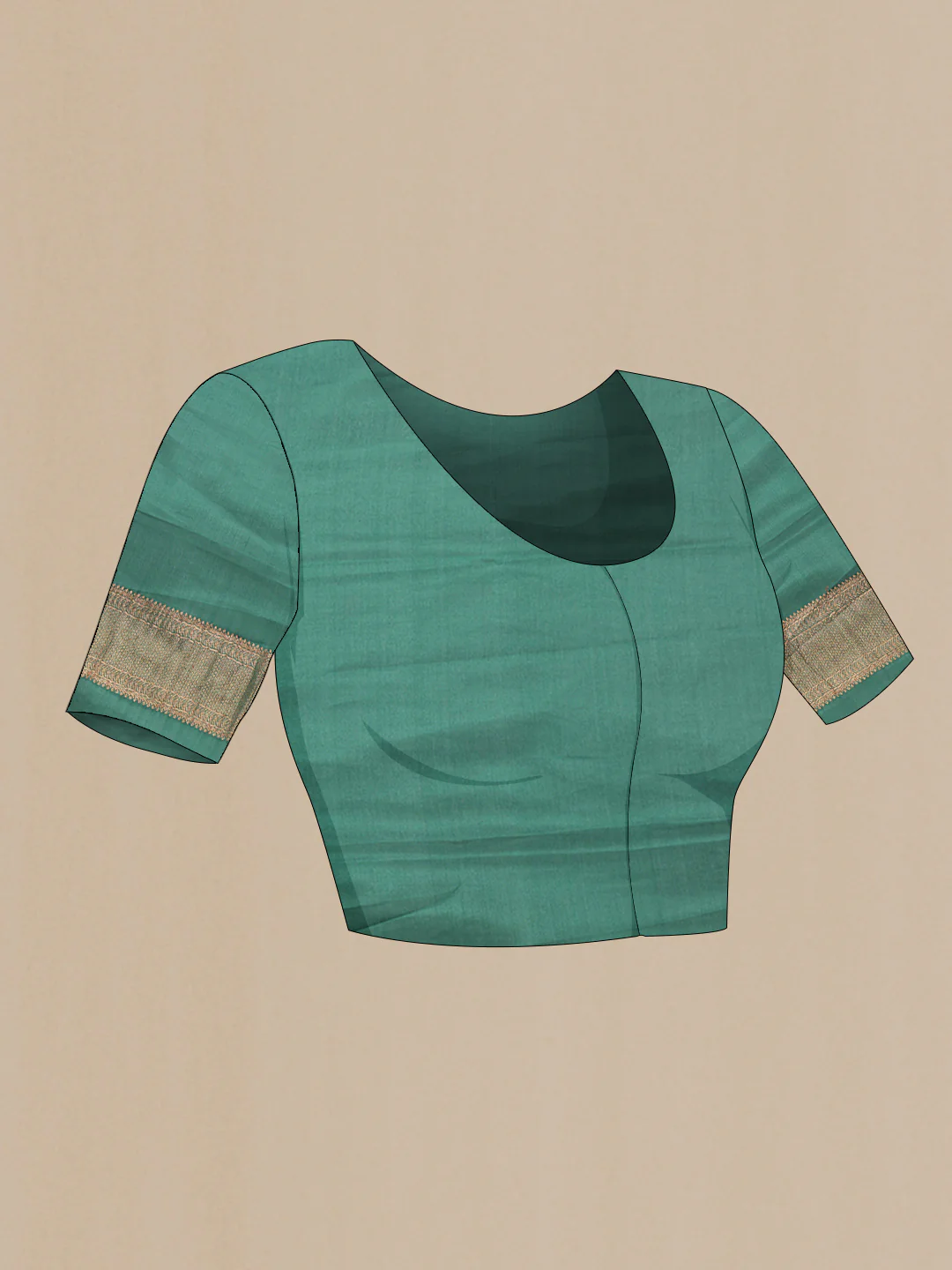 Bottle Green Mysore Crepe Saree - Image 5
