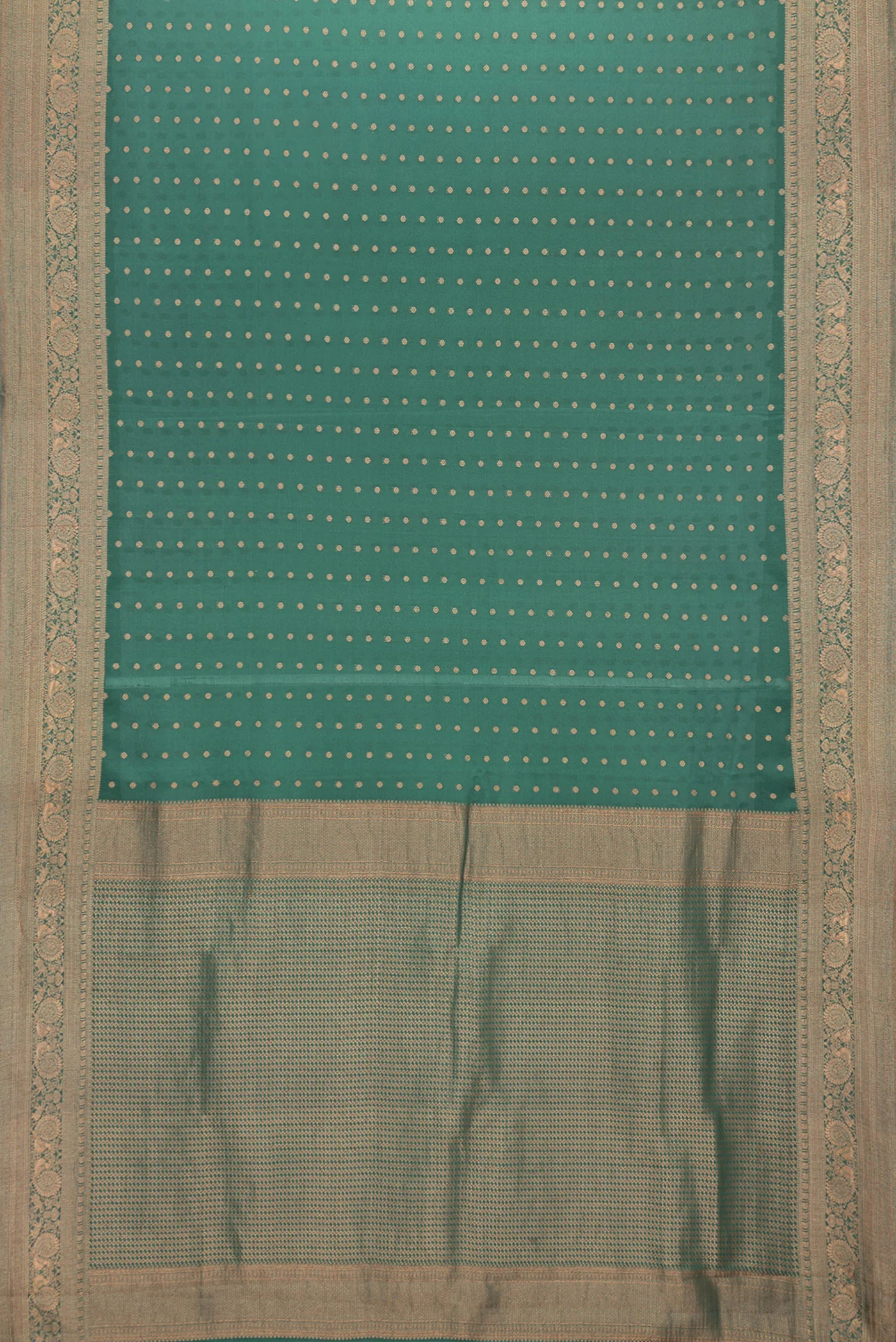 Bottle Green Mysore Crepe Saree - Image 6