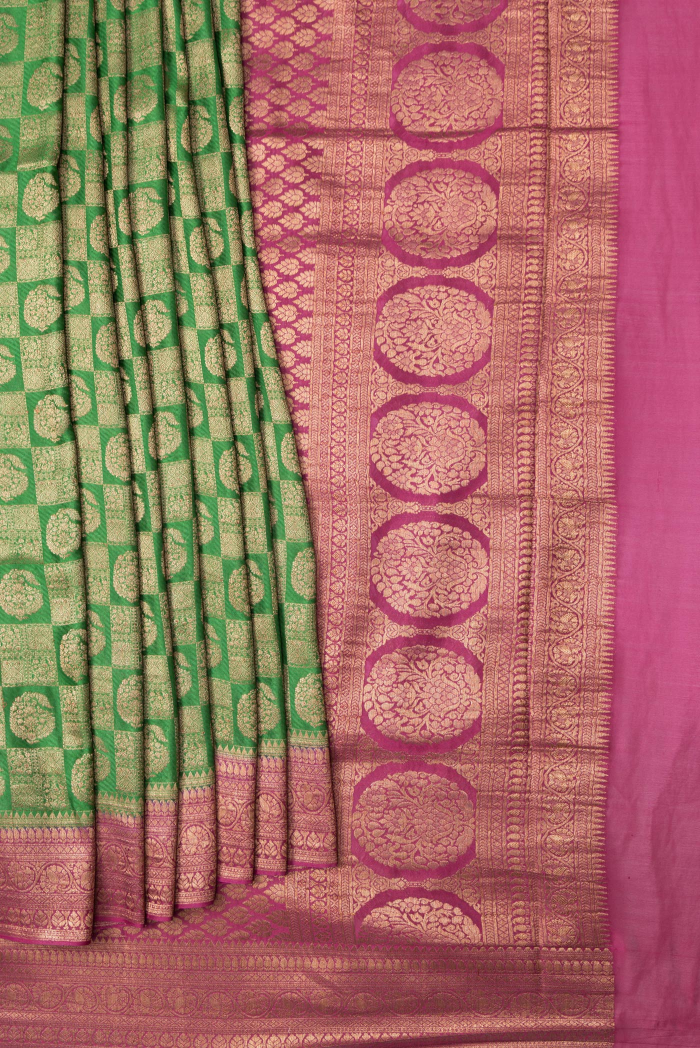Green Mysore Crepe Saree - Image 4
