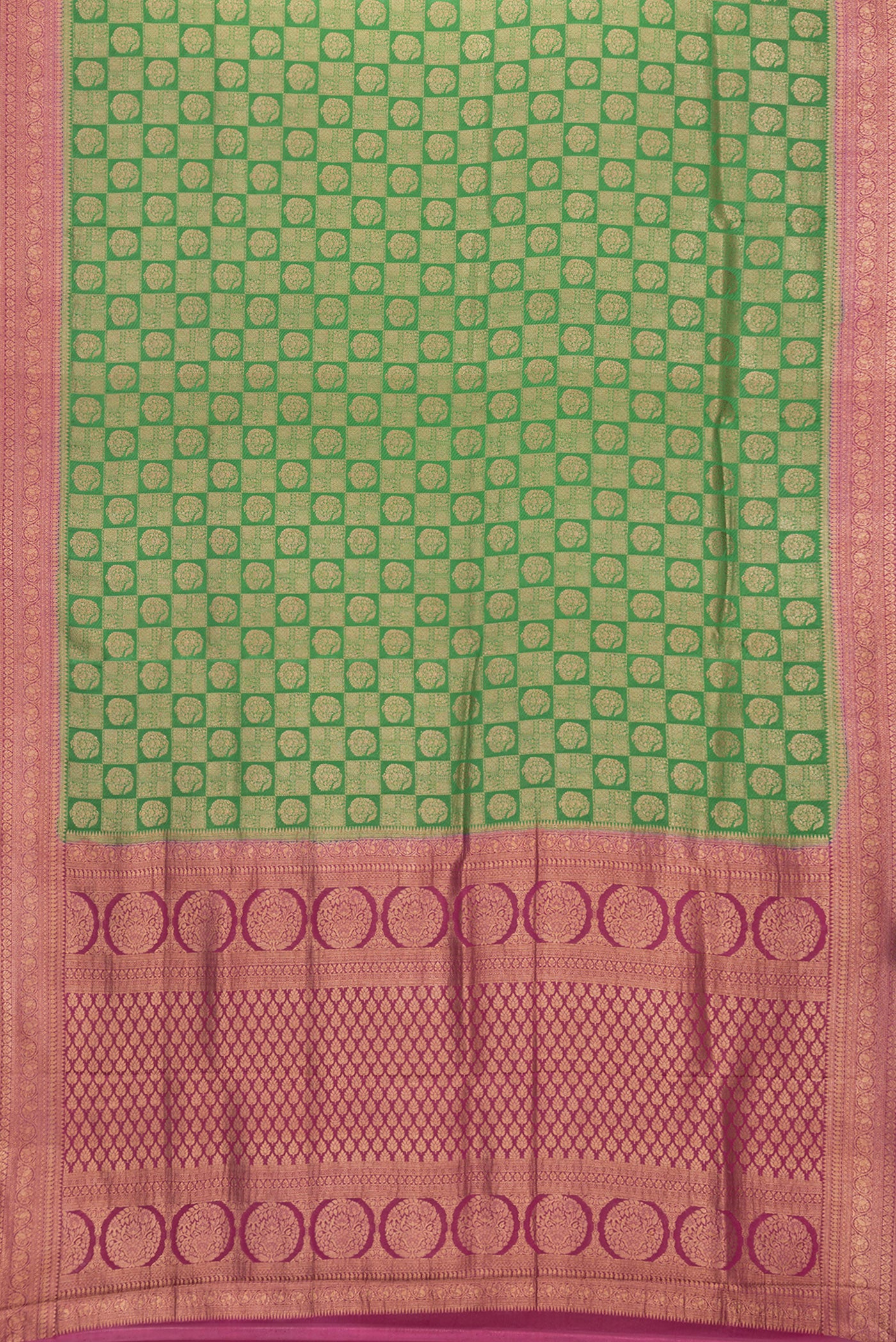 Green Mysore Crepe Saree - Image 6
