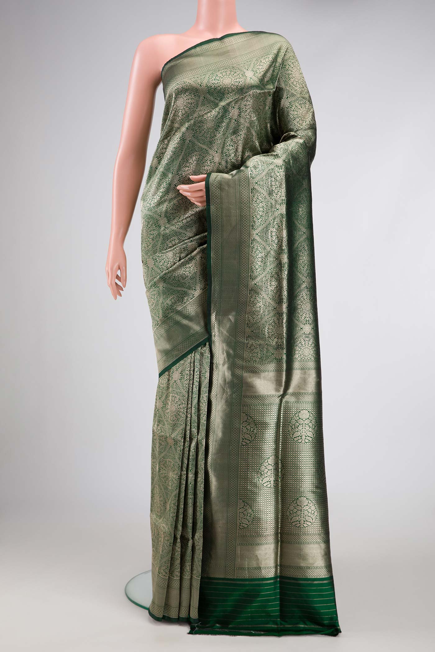 Bottle Green Banarasi Silk Saree
