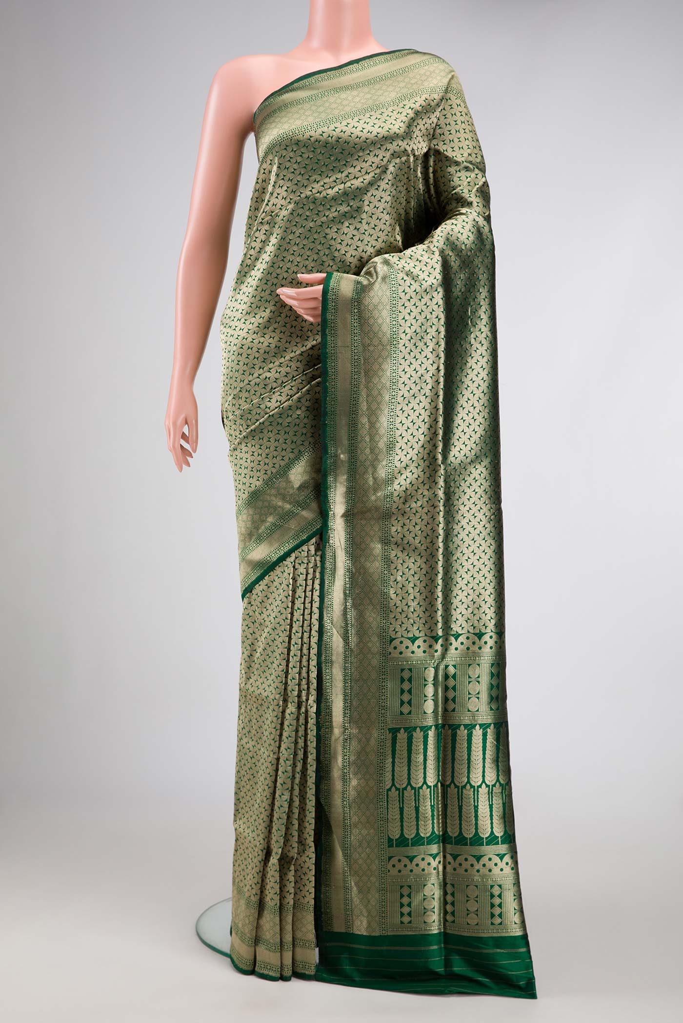 Bottle Green Banarasi Silk Saree
