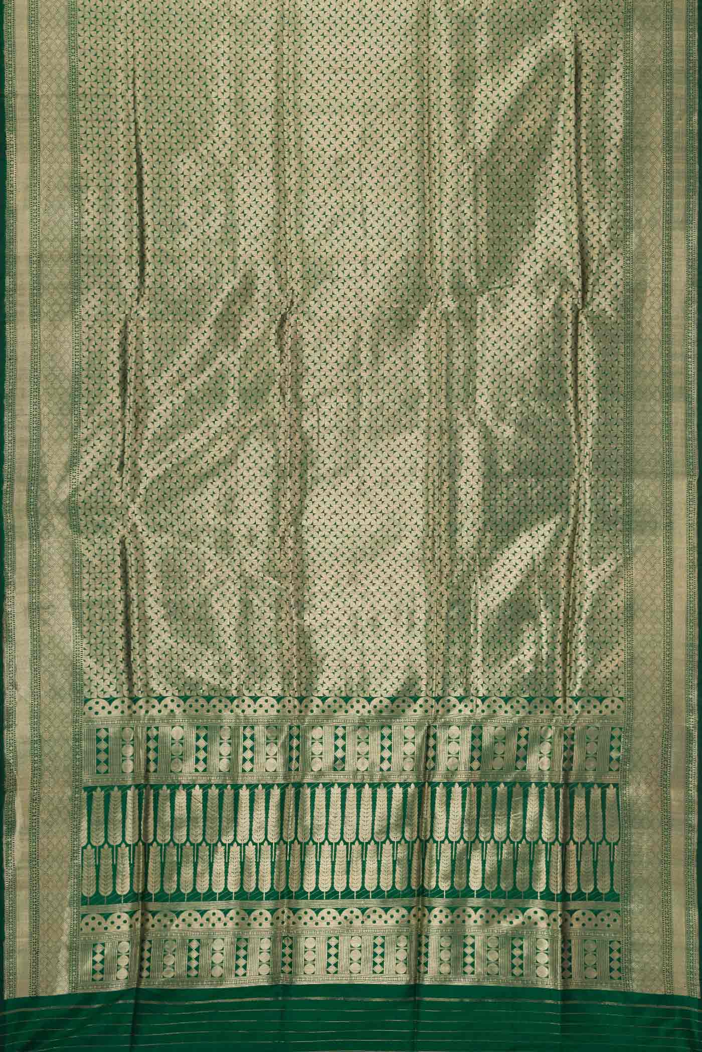 Bottle Green Banarasi Silk Saree - Image 6