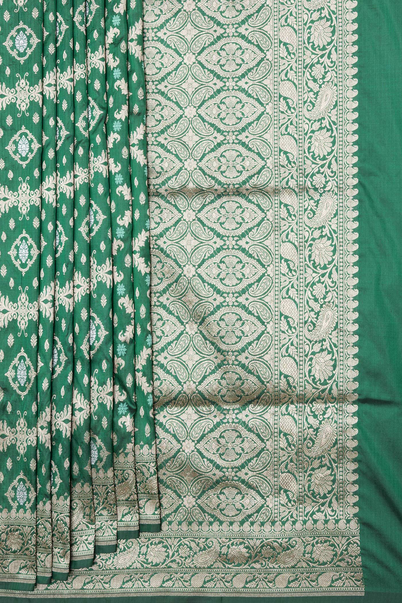 Bottle Green Banarasi Silk Saree - Image 4