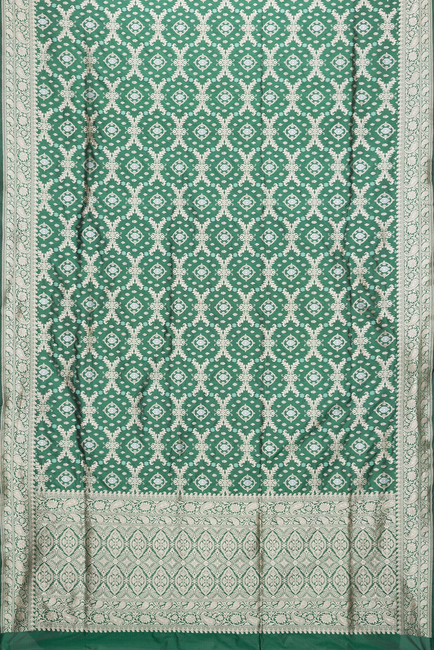 Bottle Green Banarasi Silk Saree - Image 6