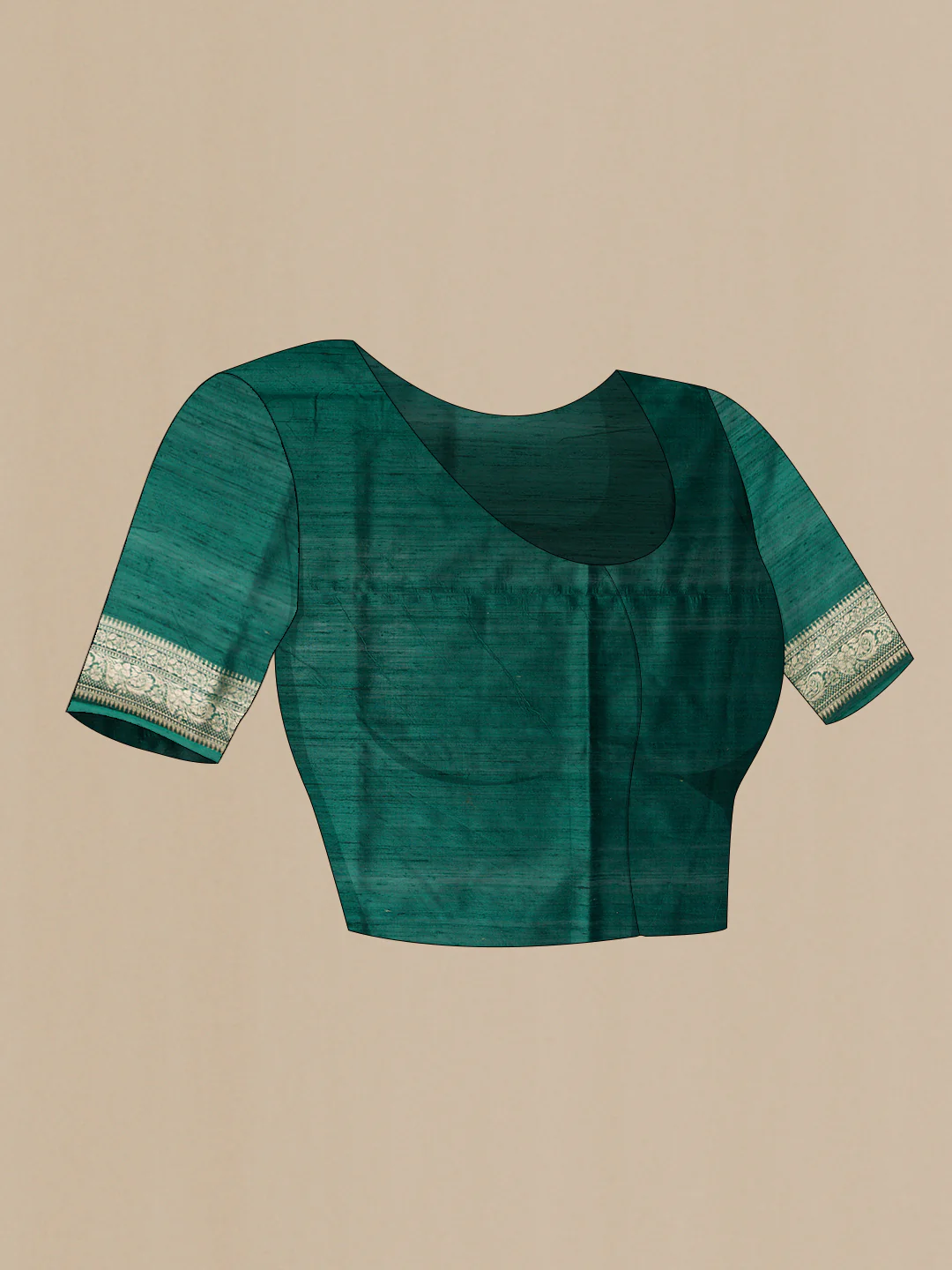 Bottle Green Banarasi Tussar Silk Saree - Image 5