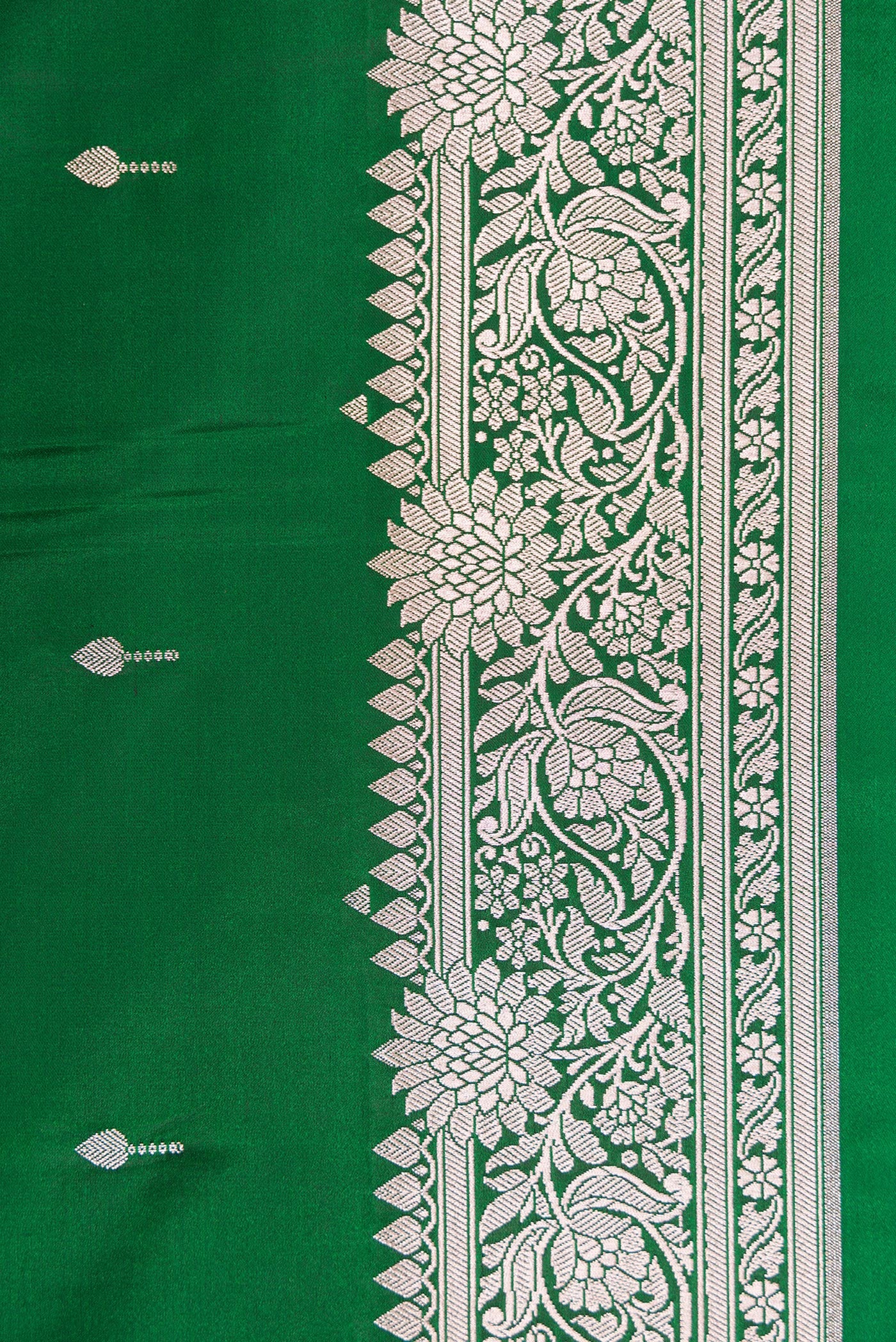 Bottle Green Blended Banarasi Silk Saree - Image 3