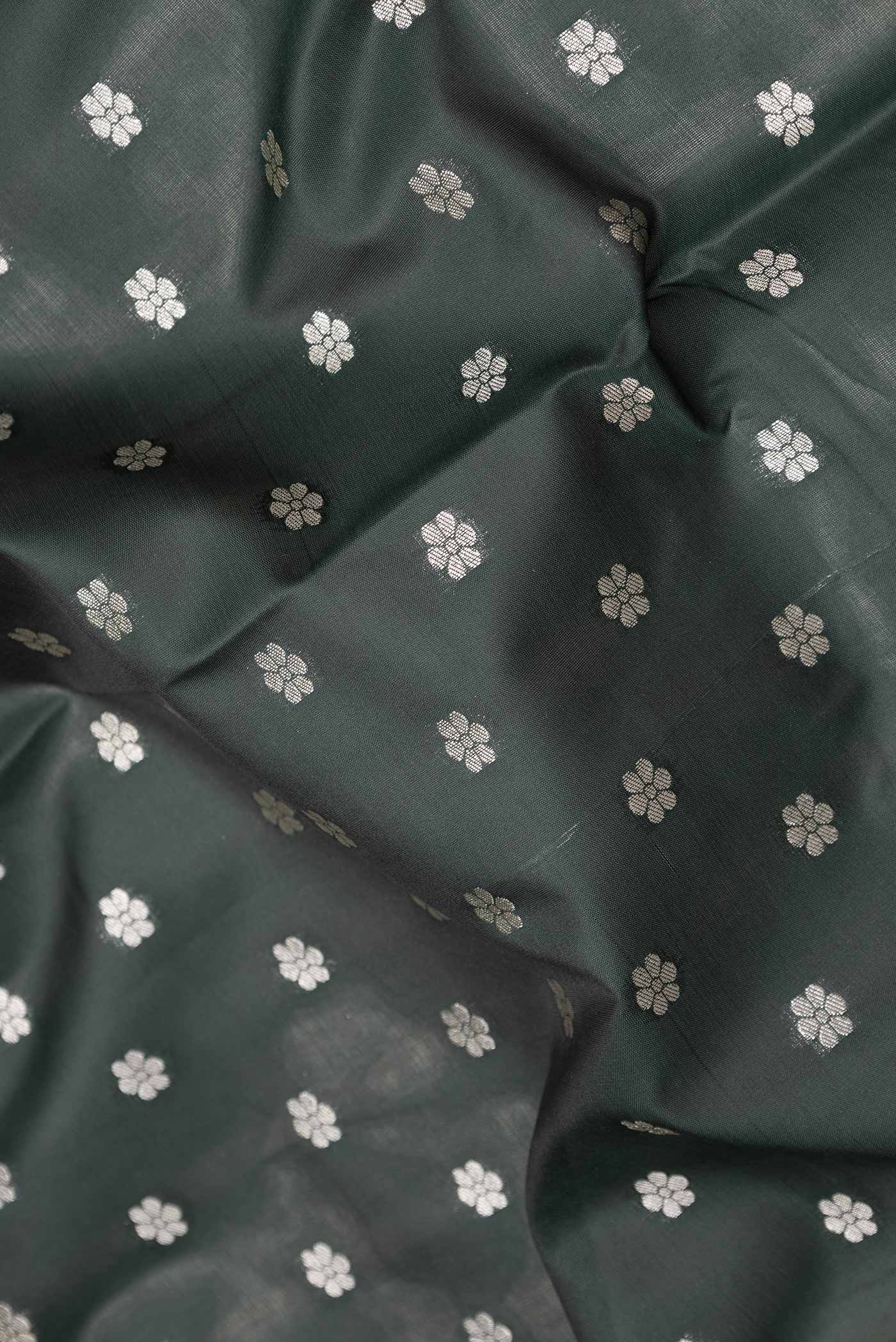 Bottle Green Blended Banarasi Silk Saree - Image 2