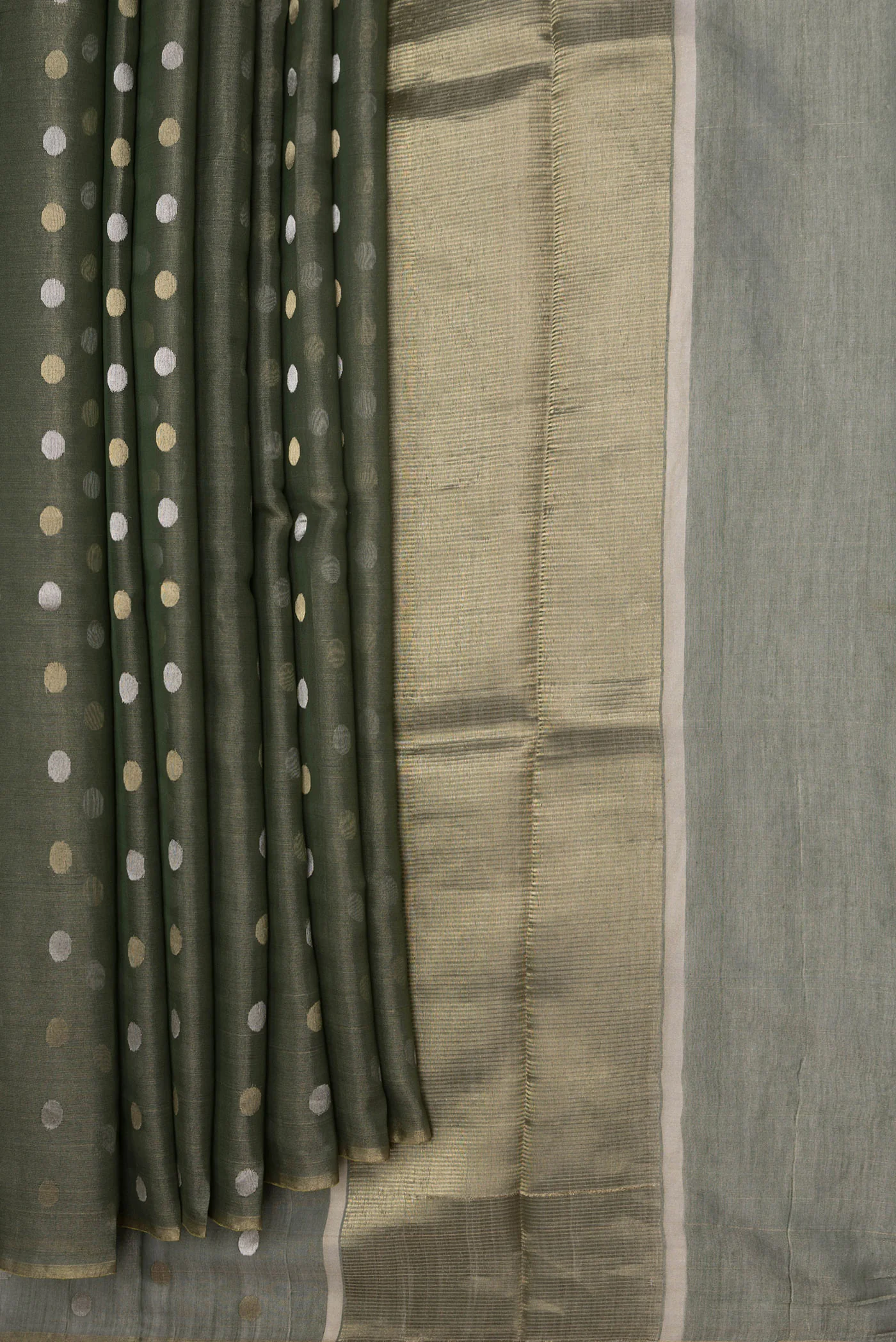 Green Dual Tone Chanderi Silk Saree - Image 4