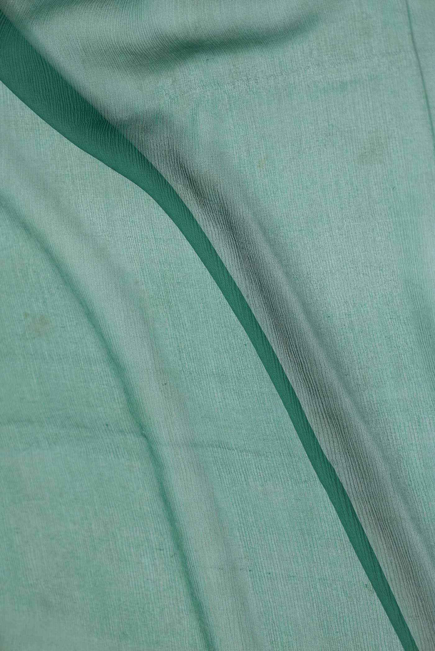 Bottle Green Dual Tone Chiffon Saree - Image 2