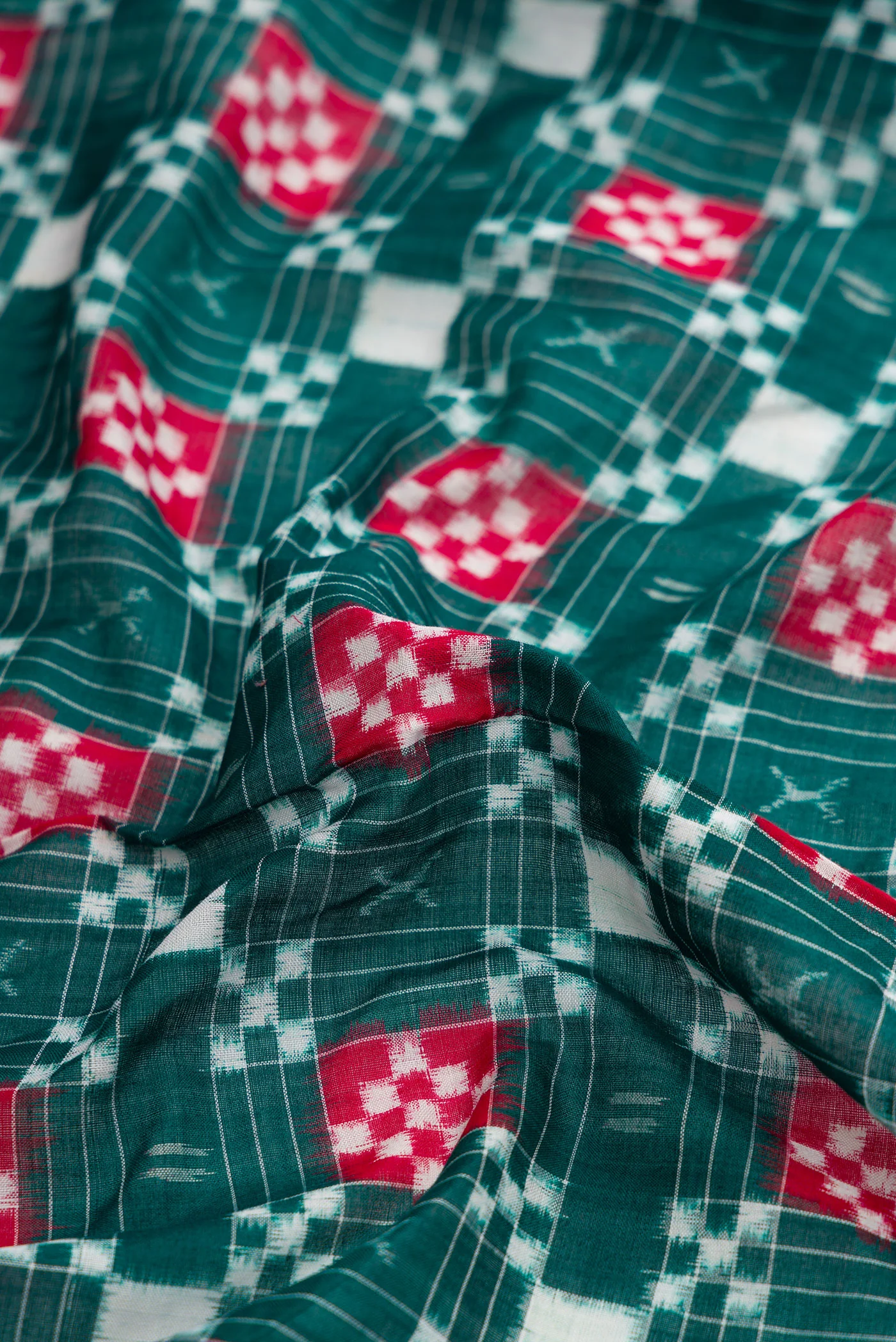 Bottle Green Orissa Cotton Saree - Image 2