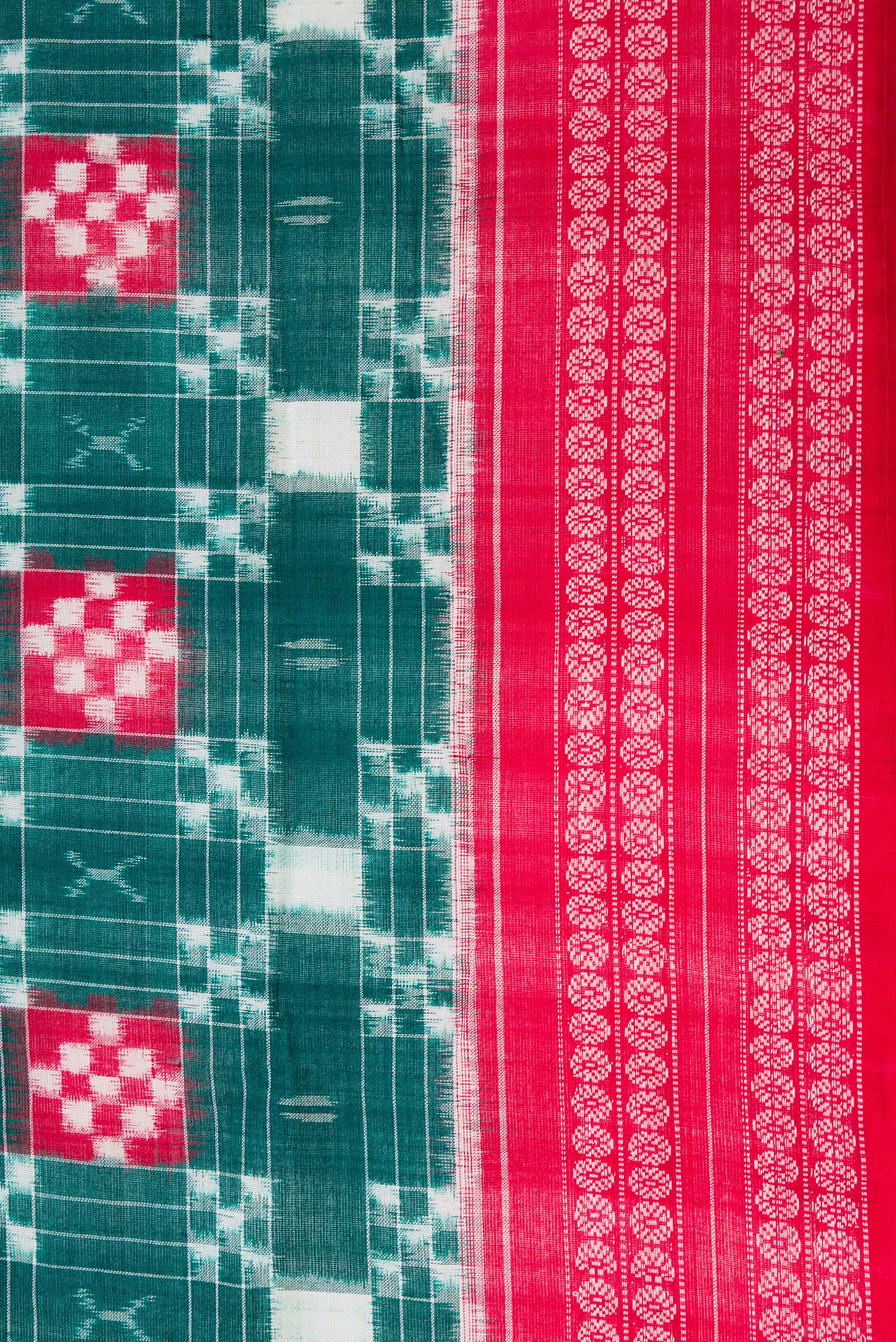 Bottle Green Orissa Cotton Saree - Image 3