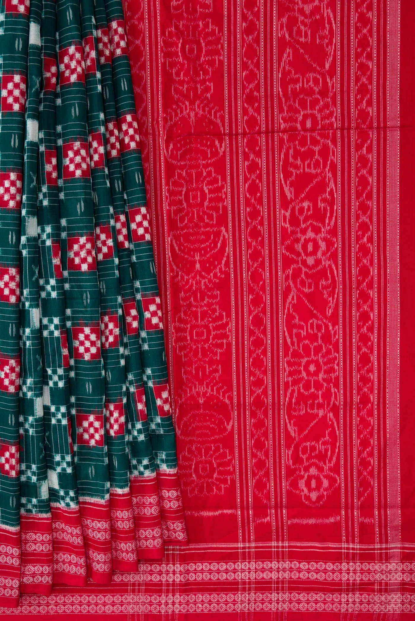 Bottle Green Orissa Cotton Saree - Image 4