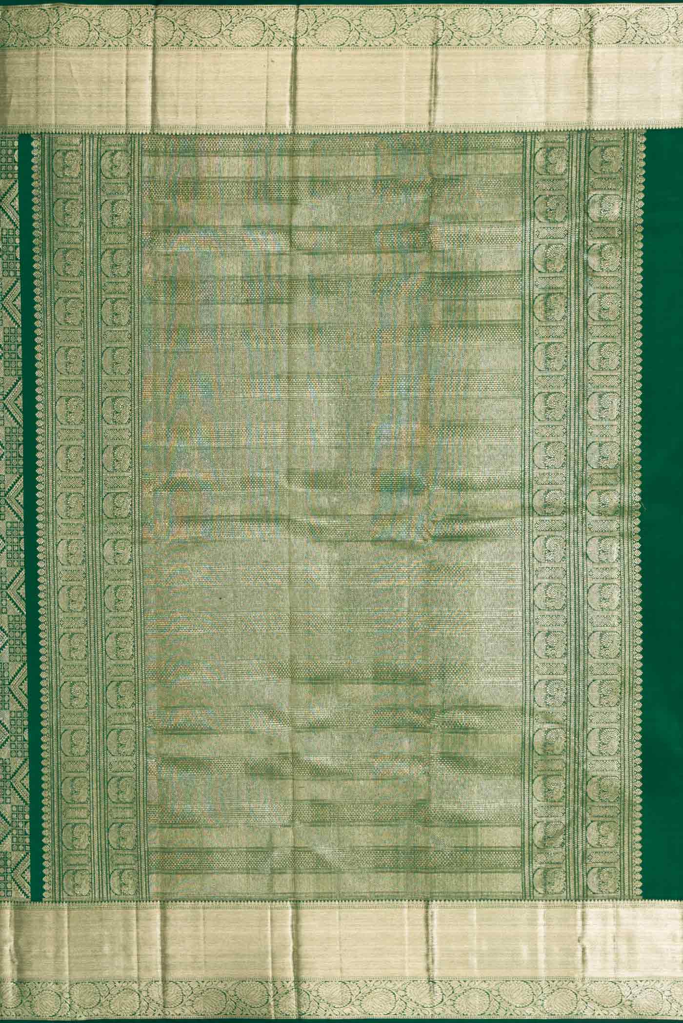 Bottle Green Dual Tone Kanchipuram Saree - Image 7