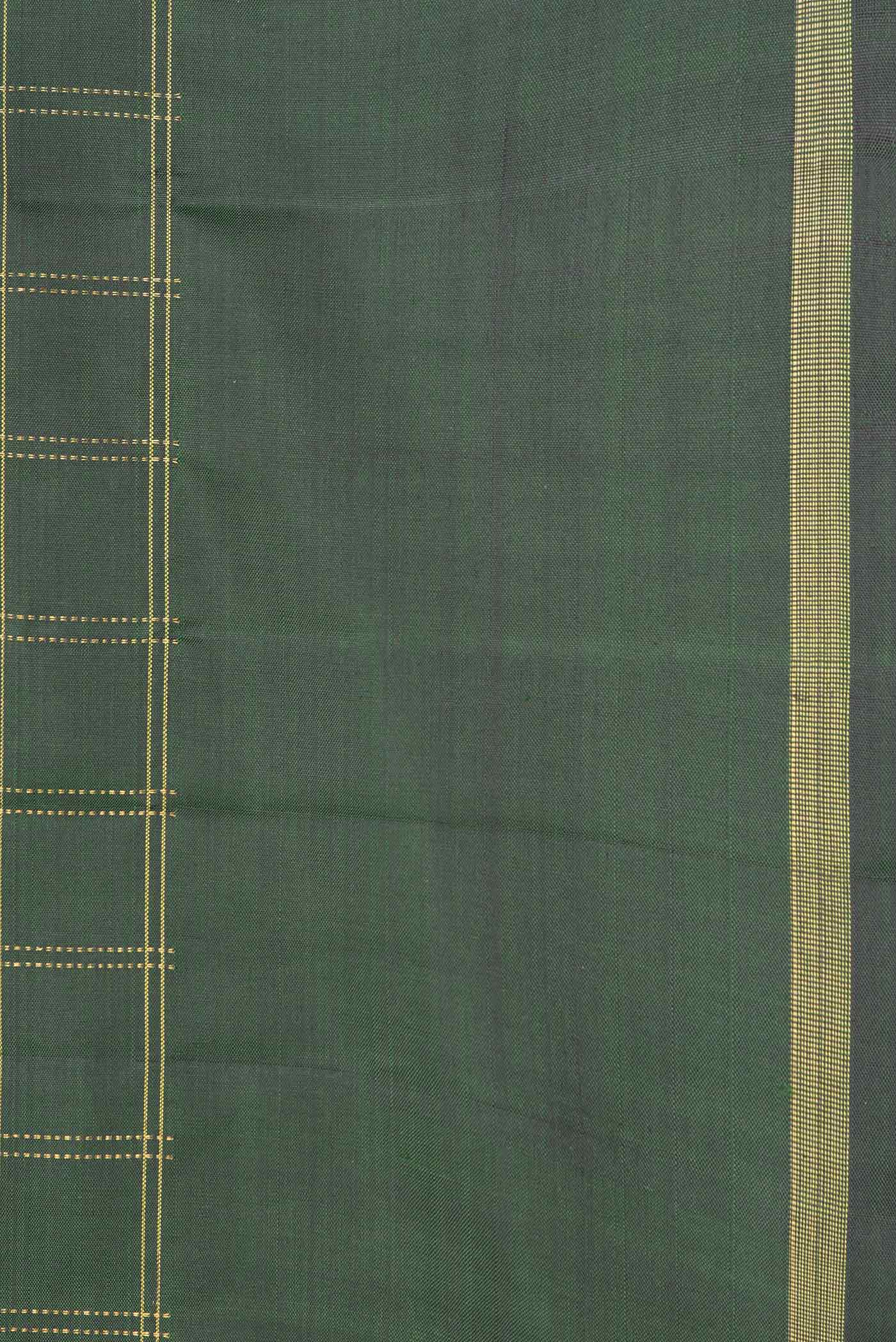 Bottle Green Dual Tone Kanchipuram Saree - Image 3