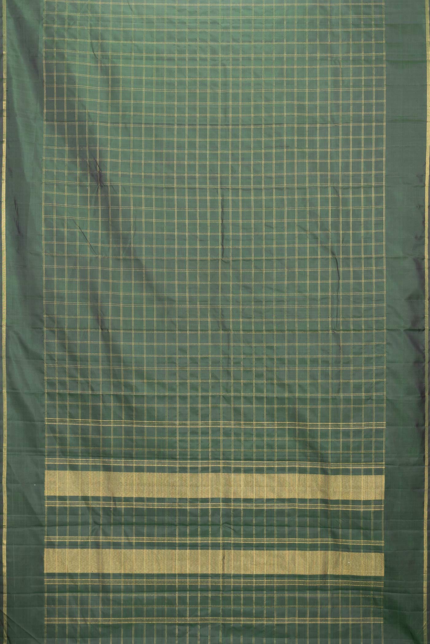 Bottle Green Dual Tone Kanchipuram Saree - Image 6