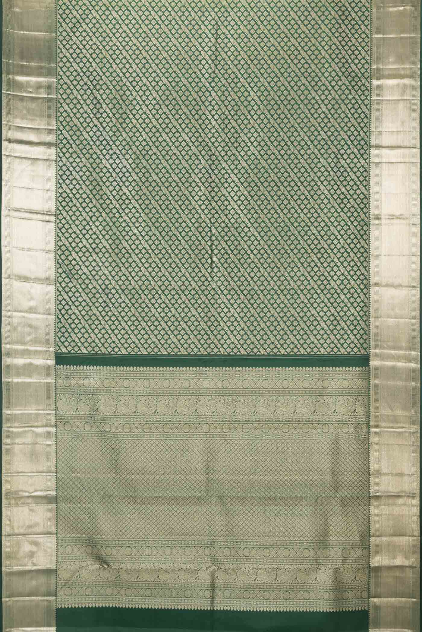 Bottle Green Dual Tone Kanchipuram Saree - Image 6