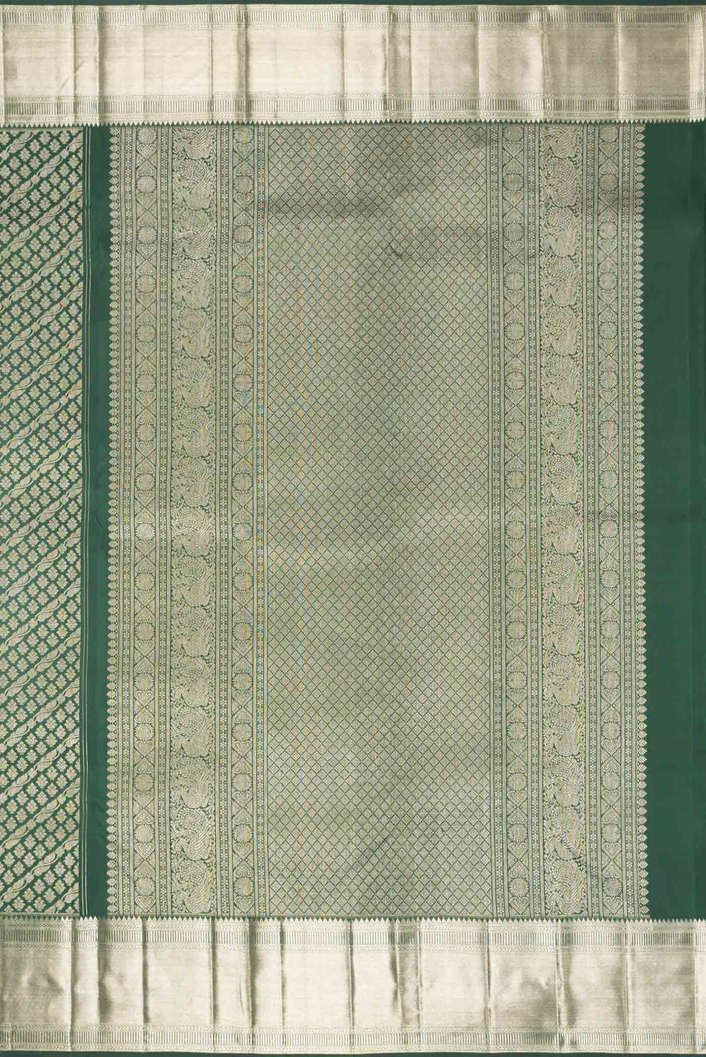 Bottle Green Dual Tone Kanchipuram Saree - Image 7