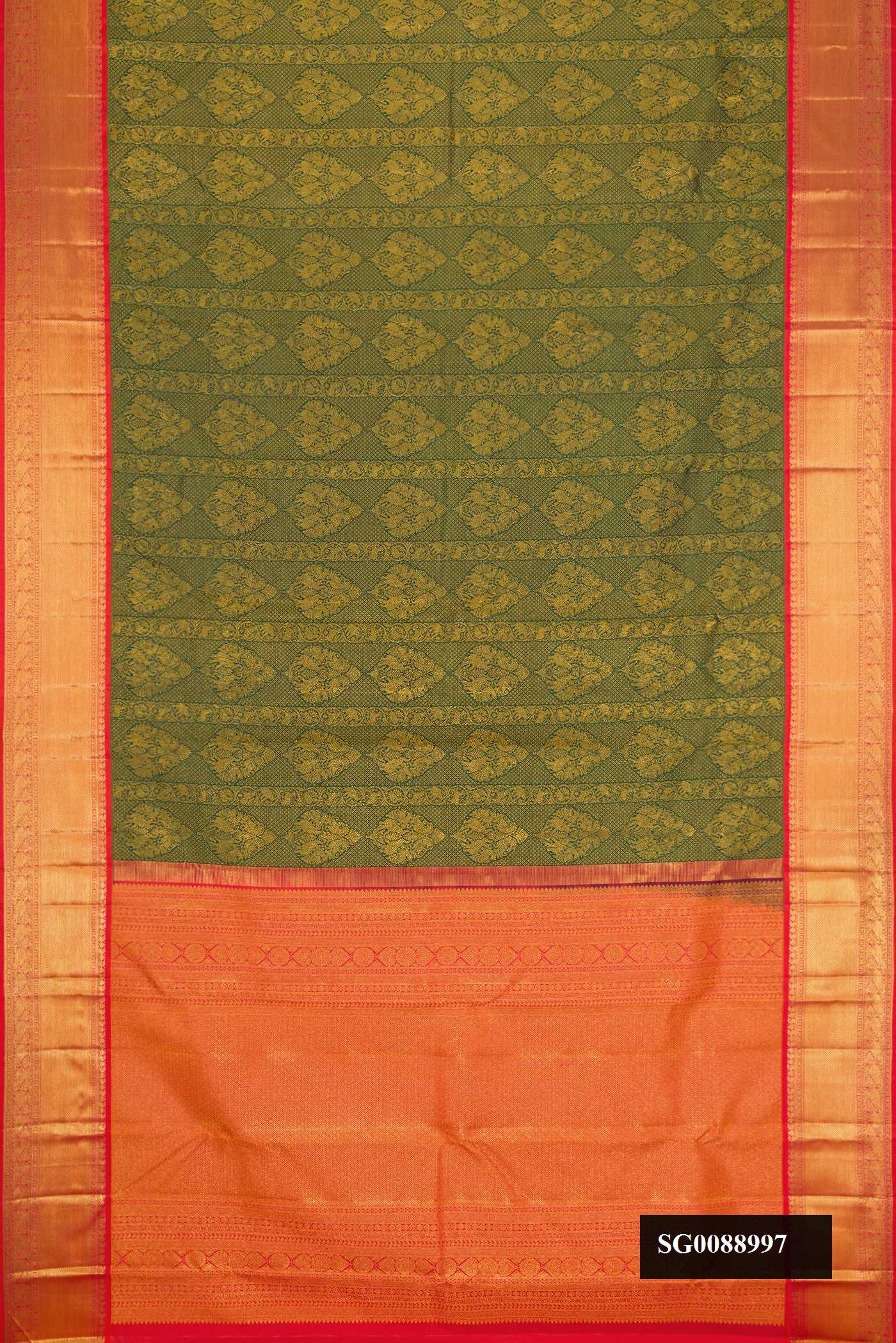 Bottle Green Dual Tone Kanchipuram Silk Saree