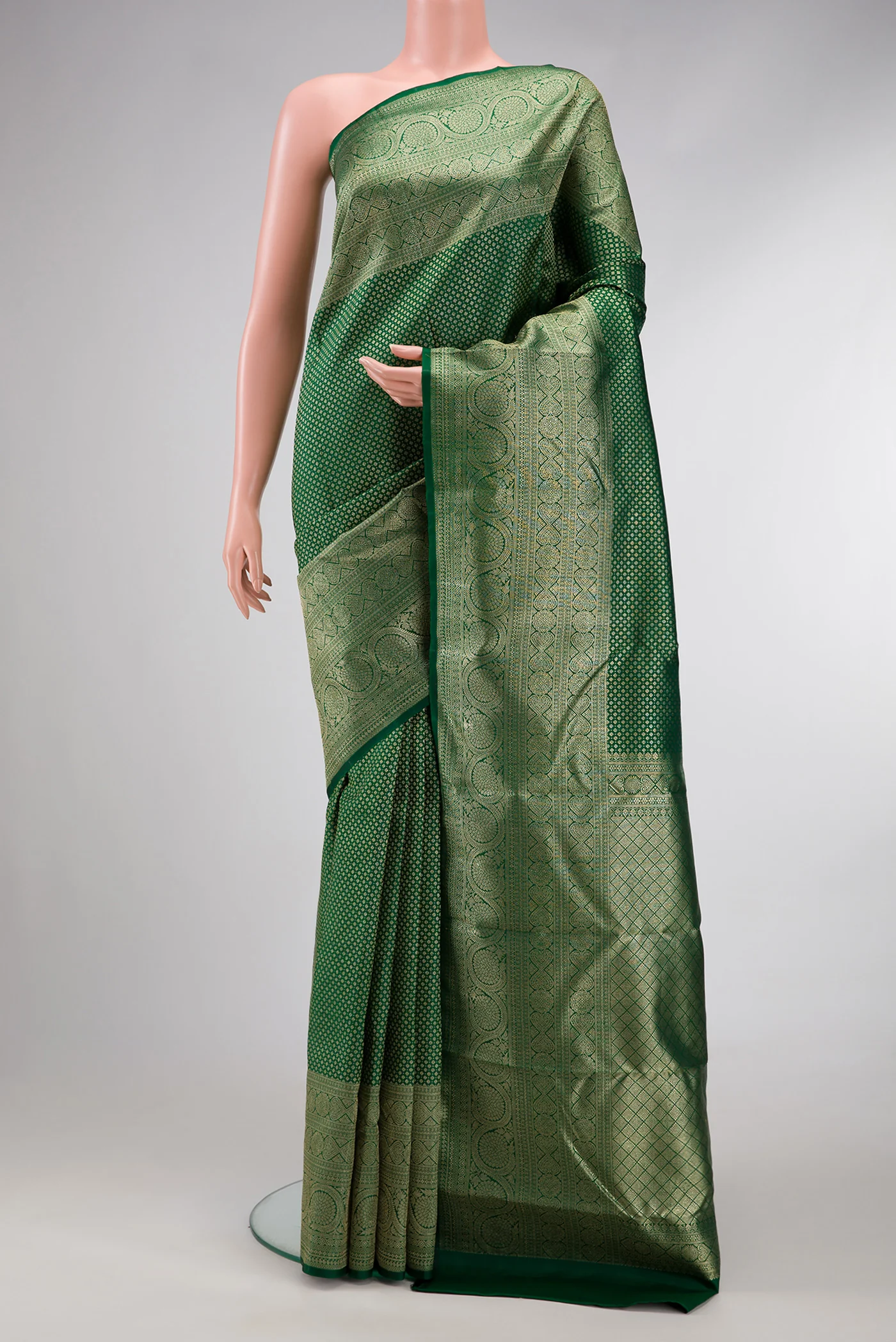 Bottle Green Kanchipuram Silk Saree