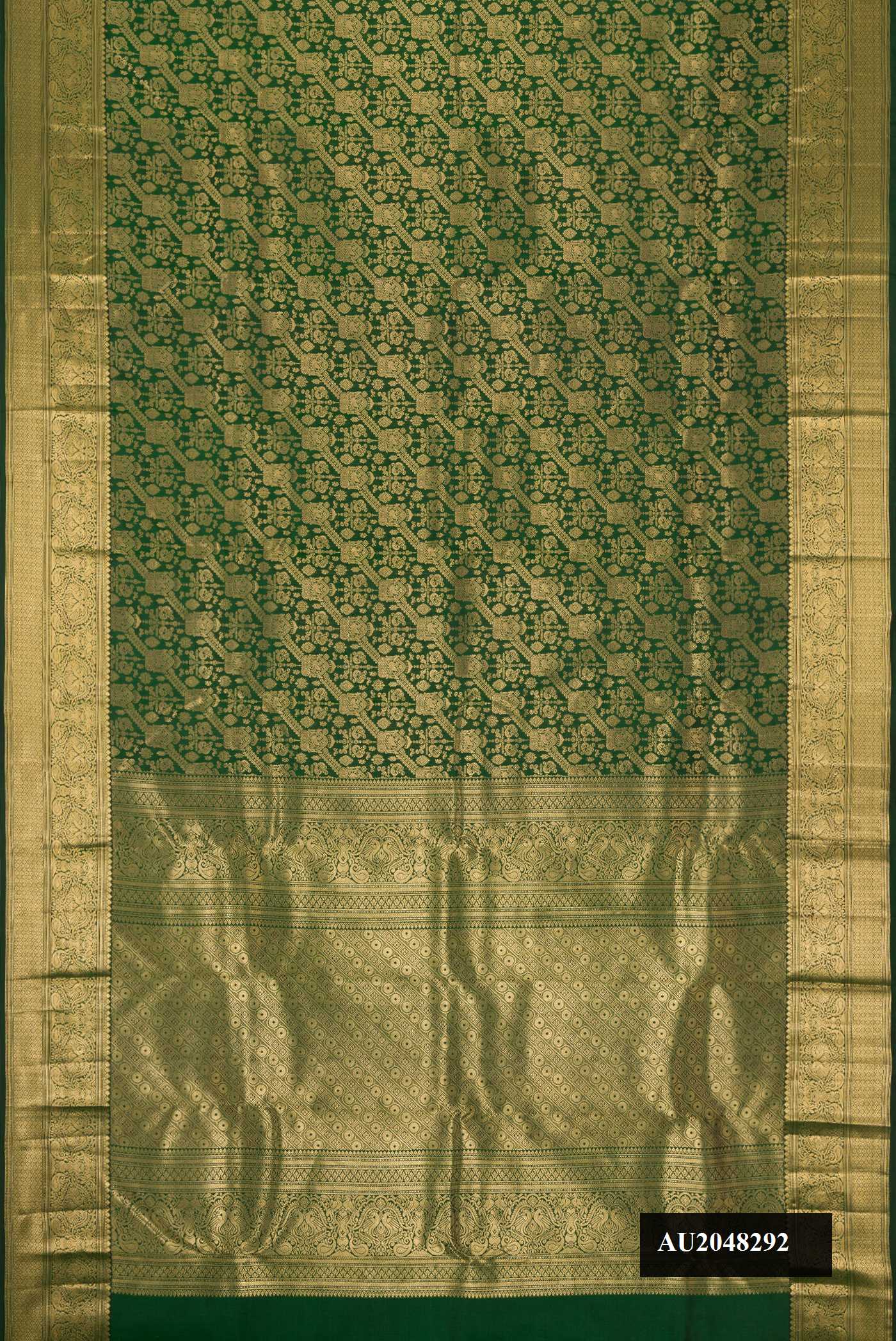 Bottle Green Dual Tone Kanchipuram Silk Saree