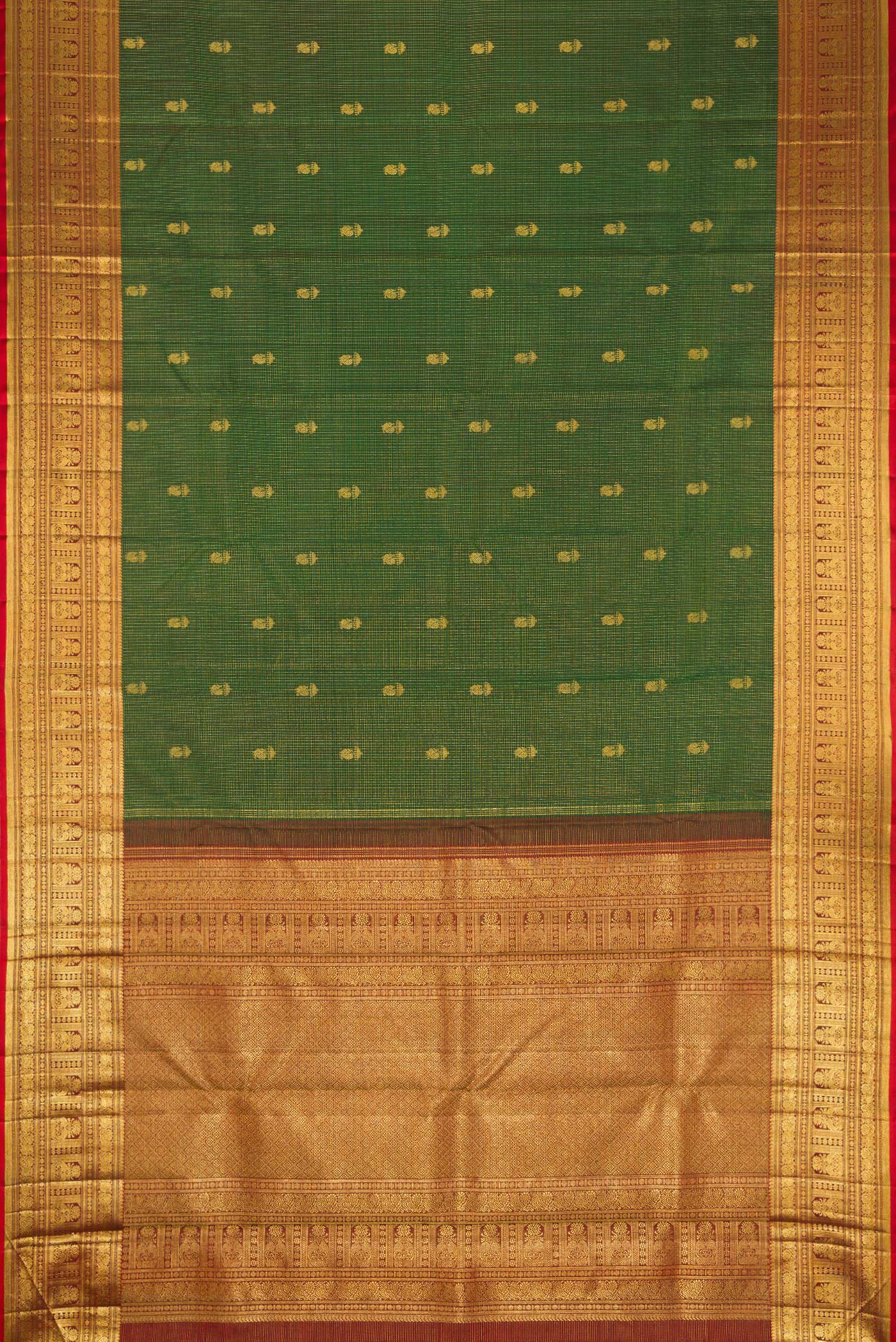 Green Kanchipuram Silk Saree - Image 6