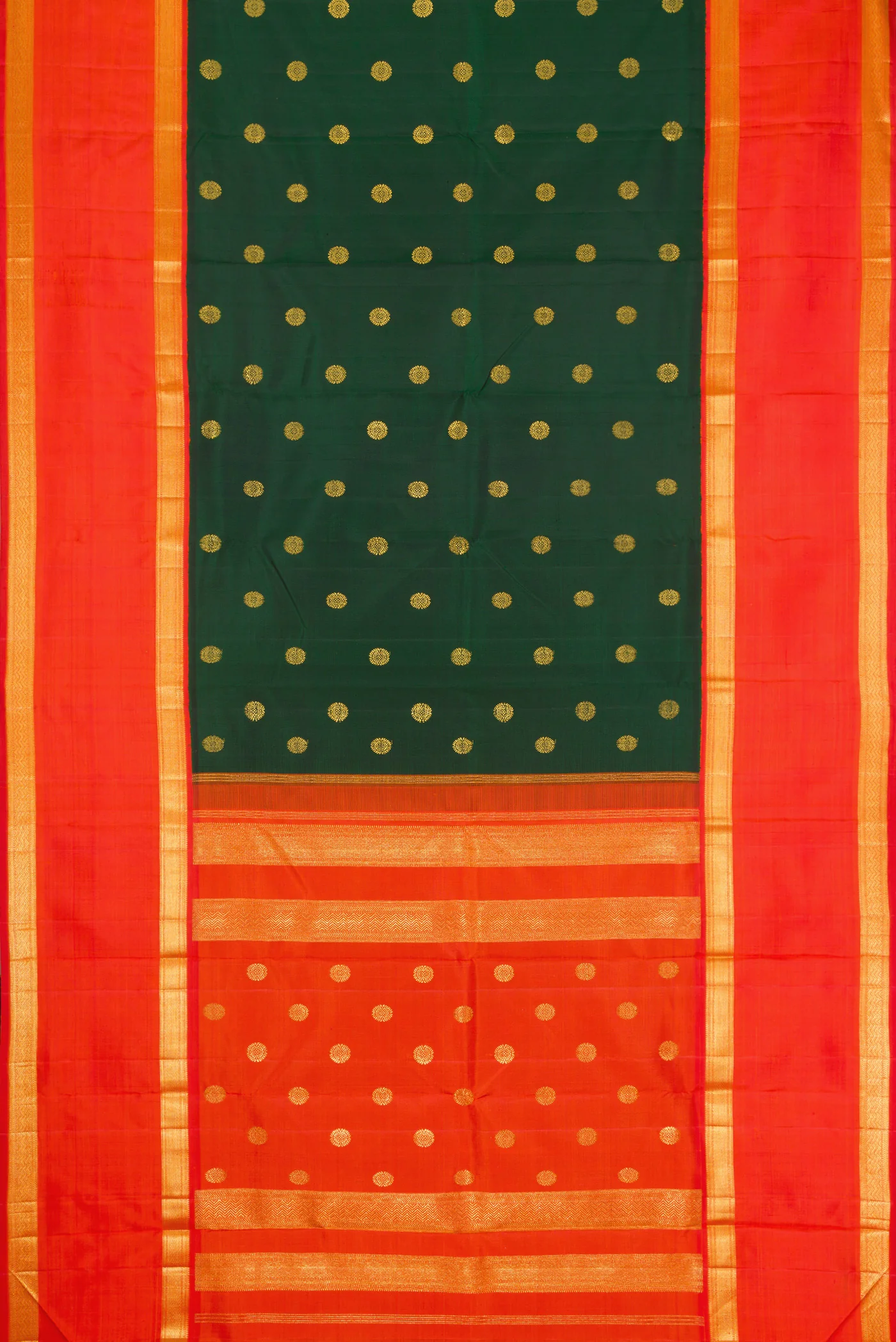 Bottle Green Kanchipuram Silk Saree - Image 6