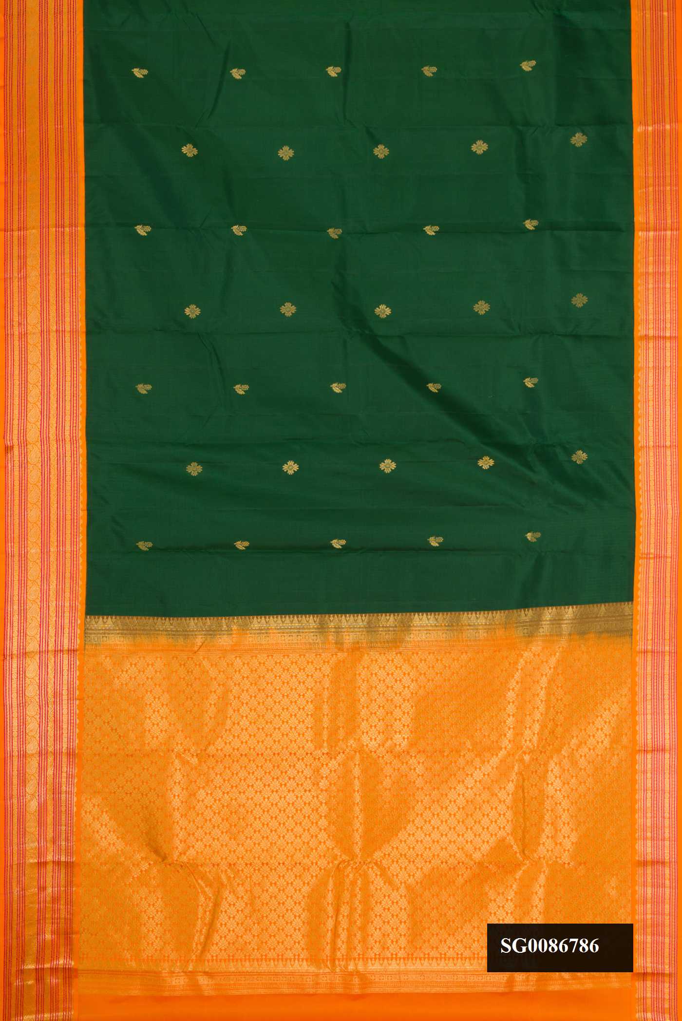 Bottle Green Dual Tone Kanchipuram Silk Saree