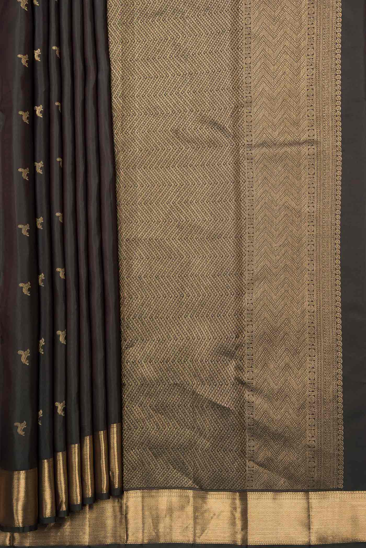 Bottle Green Dual Tone Kanjivaram Silk Saree - Image 4