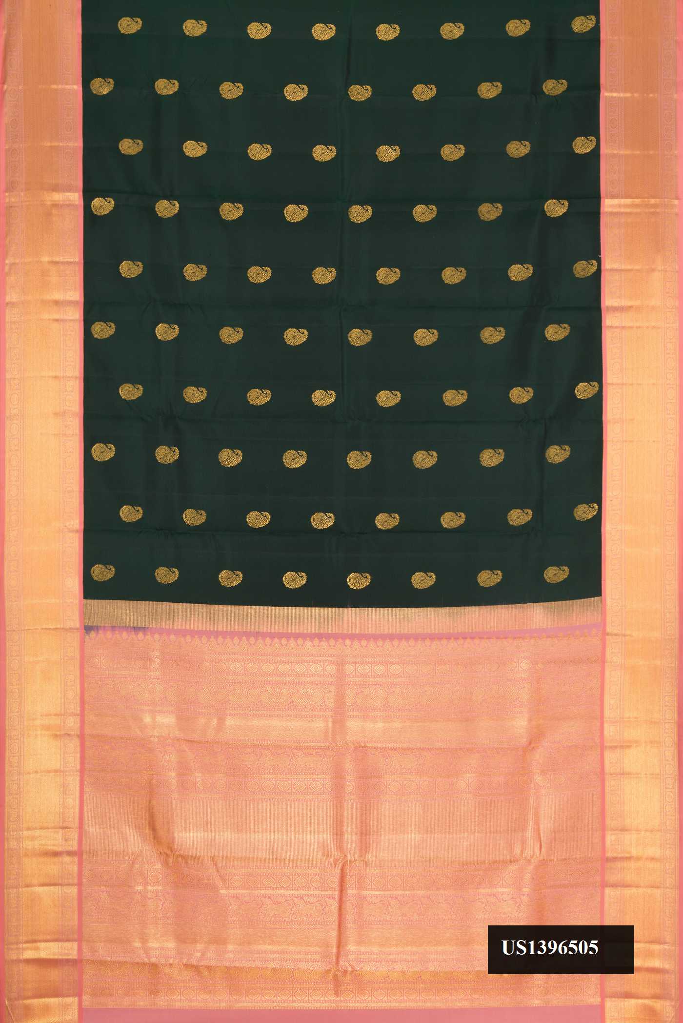 Bottle Green Dual Tone Kanchipuram Silk Saree