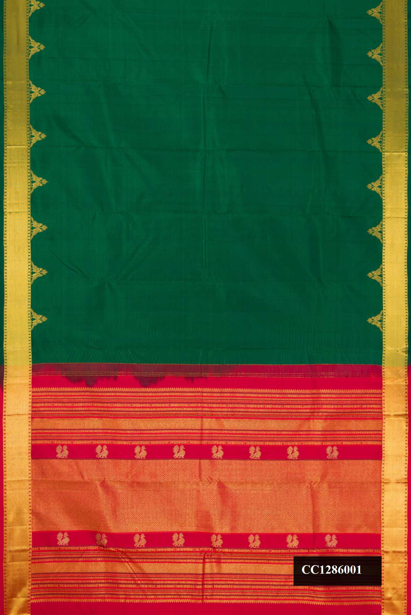 Bottle Green Dual Tone Kanchipuram Silk Saree