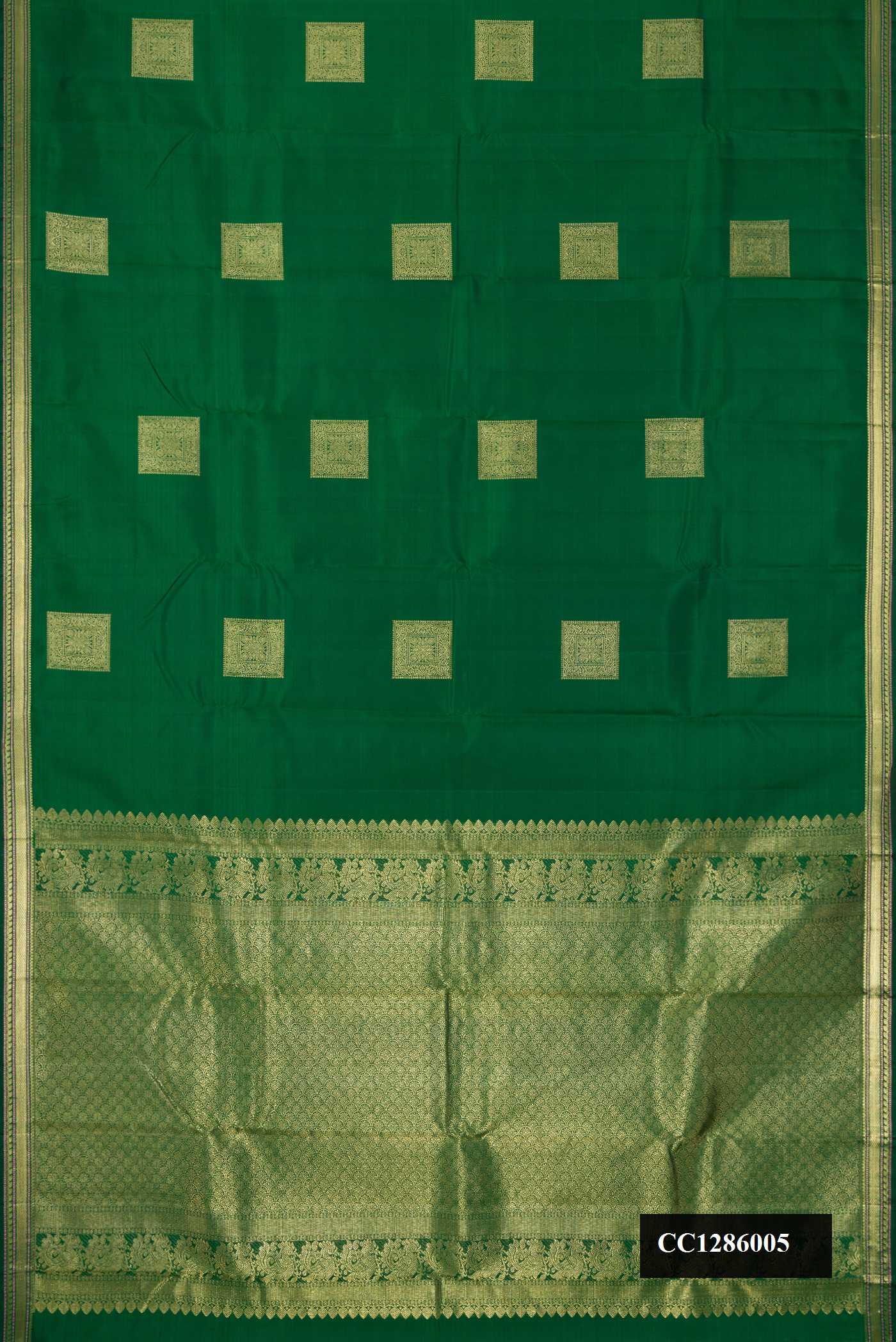Bottle Green Dual Tone Kanchipuram Silk Saree