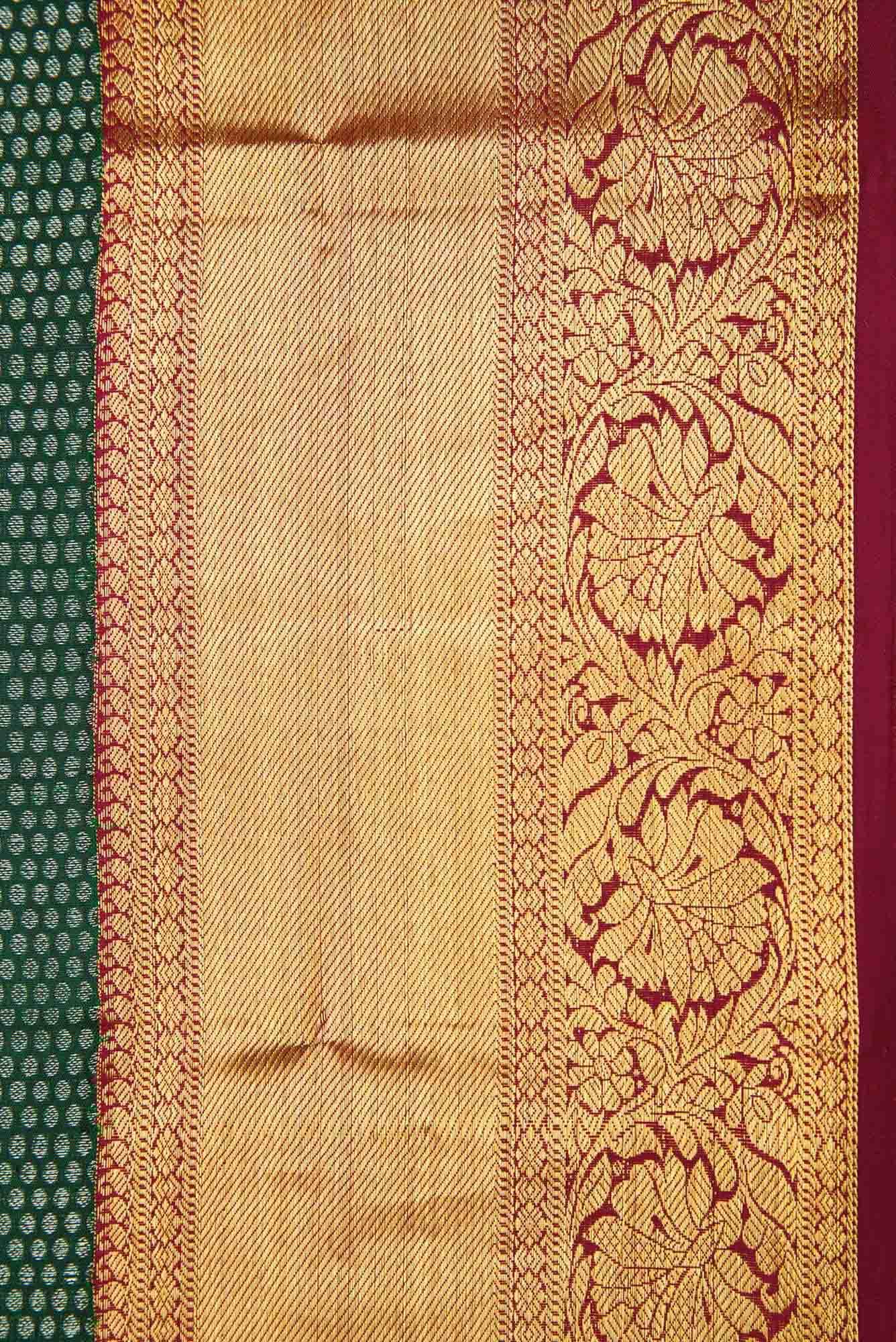 Bottle Green Dual Tone Kanchipuram Silk Saree - Image 5