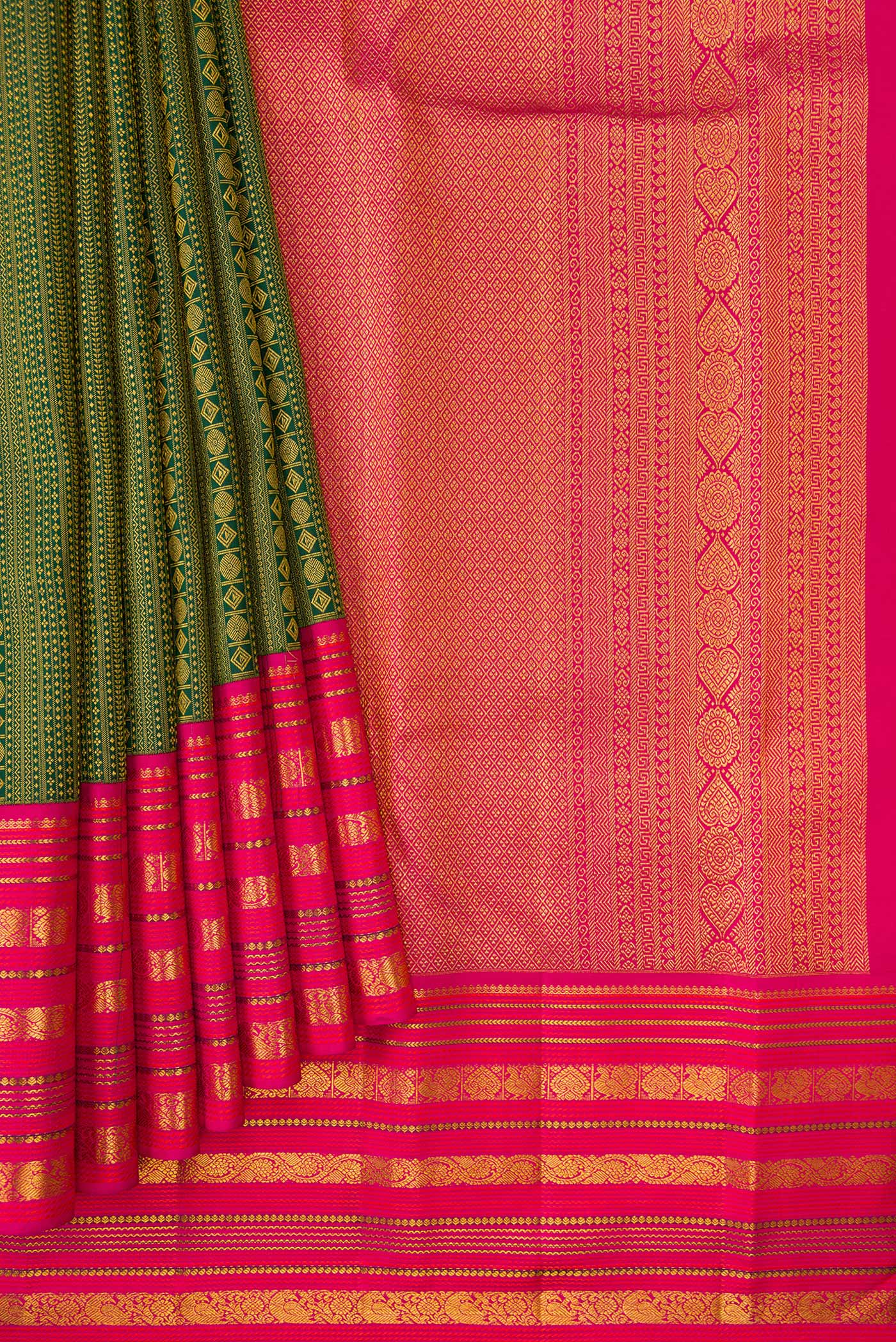 Bottle Green Kanjivaram Silk Saree - Image 4