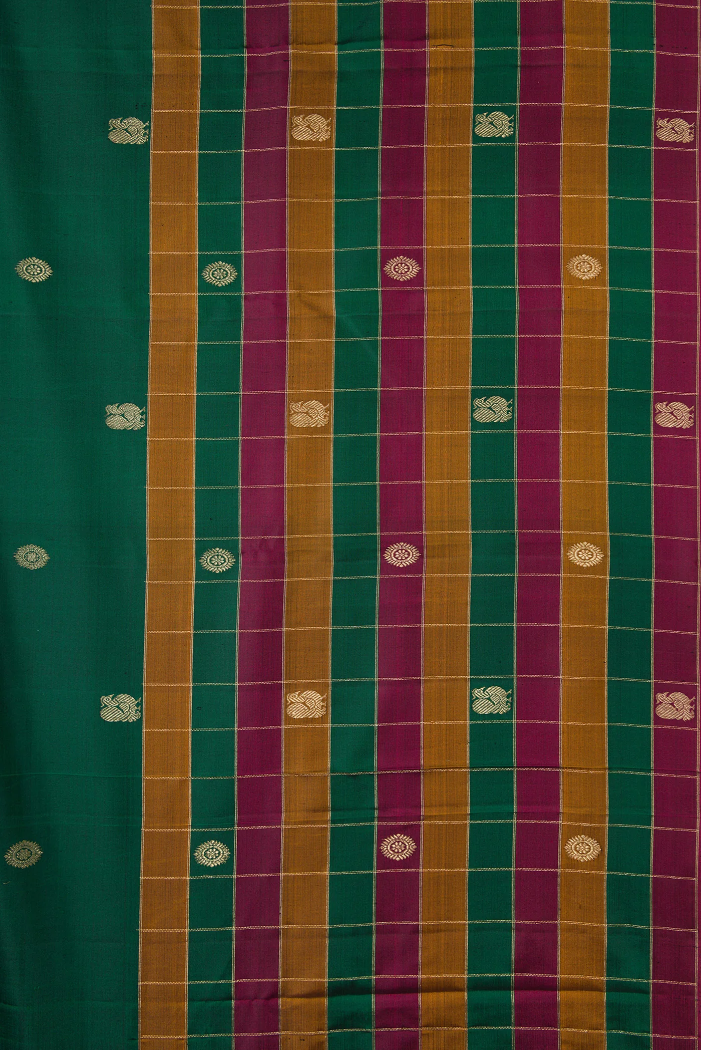 Bottle Green Kanjivaram Silk Saree - Image 3