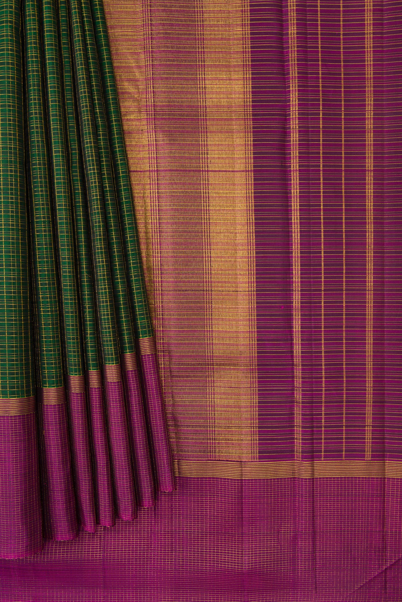 Bottle Green Kanjivaram Silk Saree - Image 4