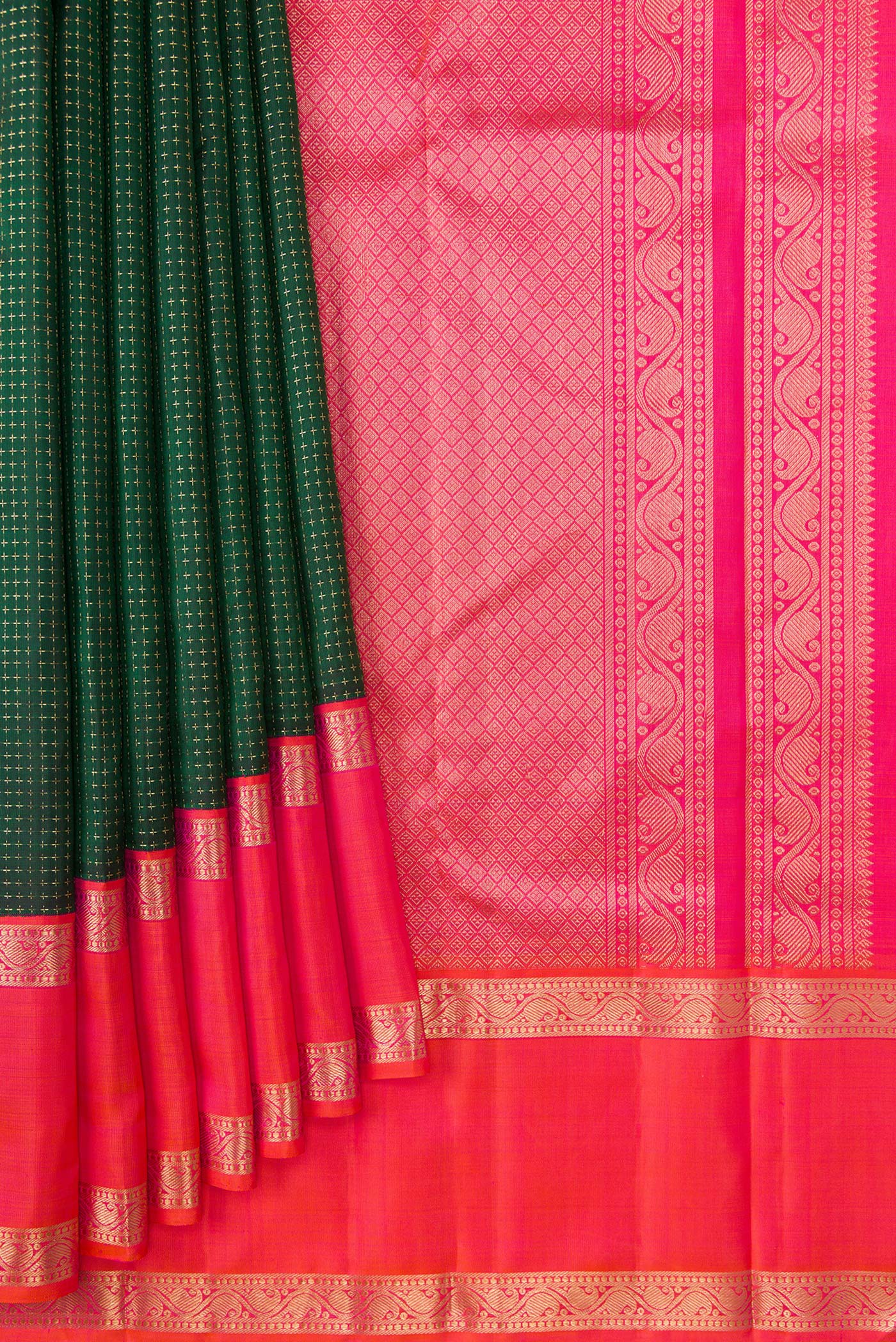 Bottle Green Kanjivaram Silk Saree - Image 4