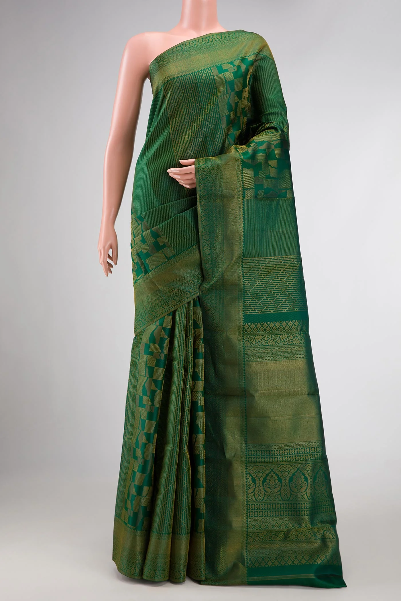 Bottle Green Kanjivaram Silk Saree