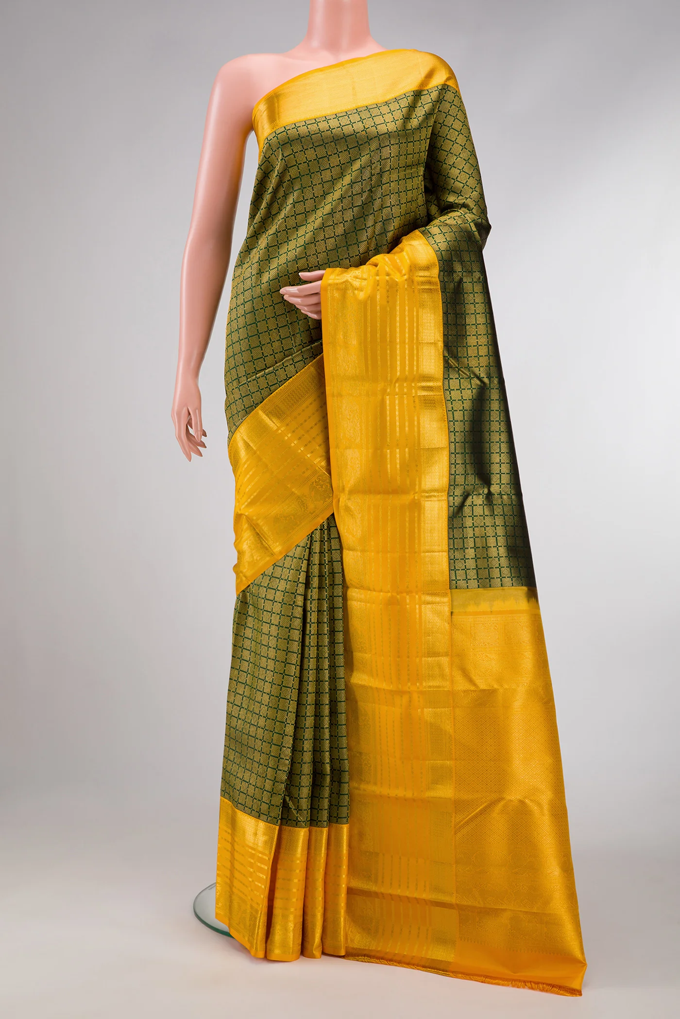Bottle Green Kanjivaram Silk Saree