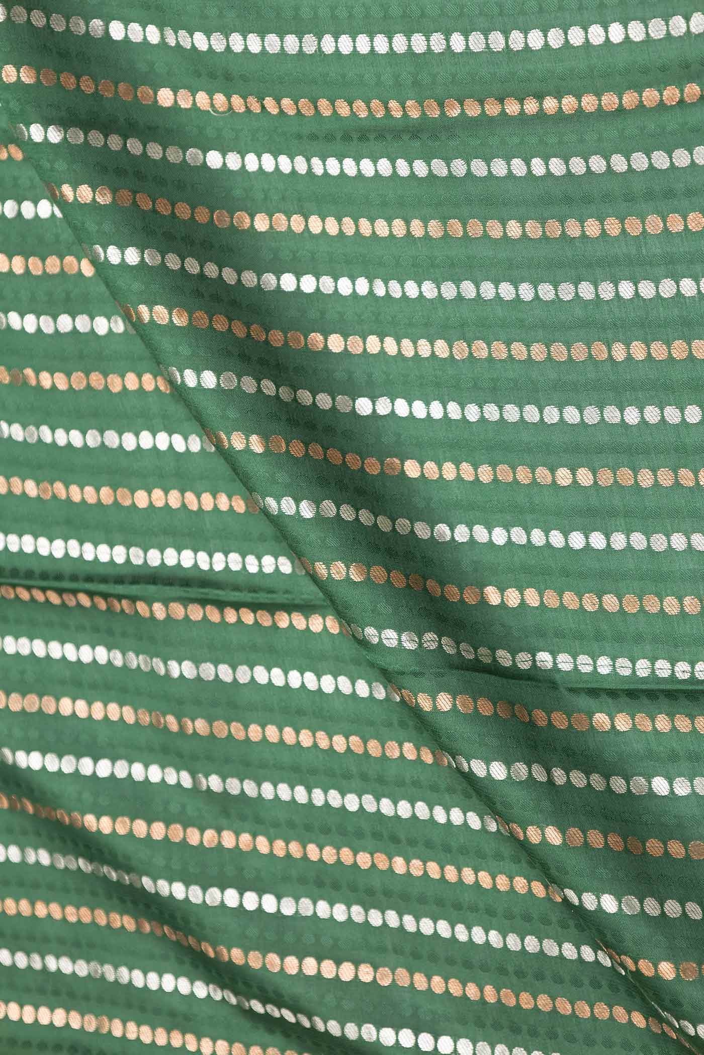 Bottle Green Dual Tone Mysore Crepe Saree - Image 2