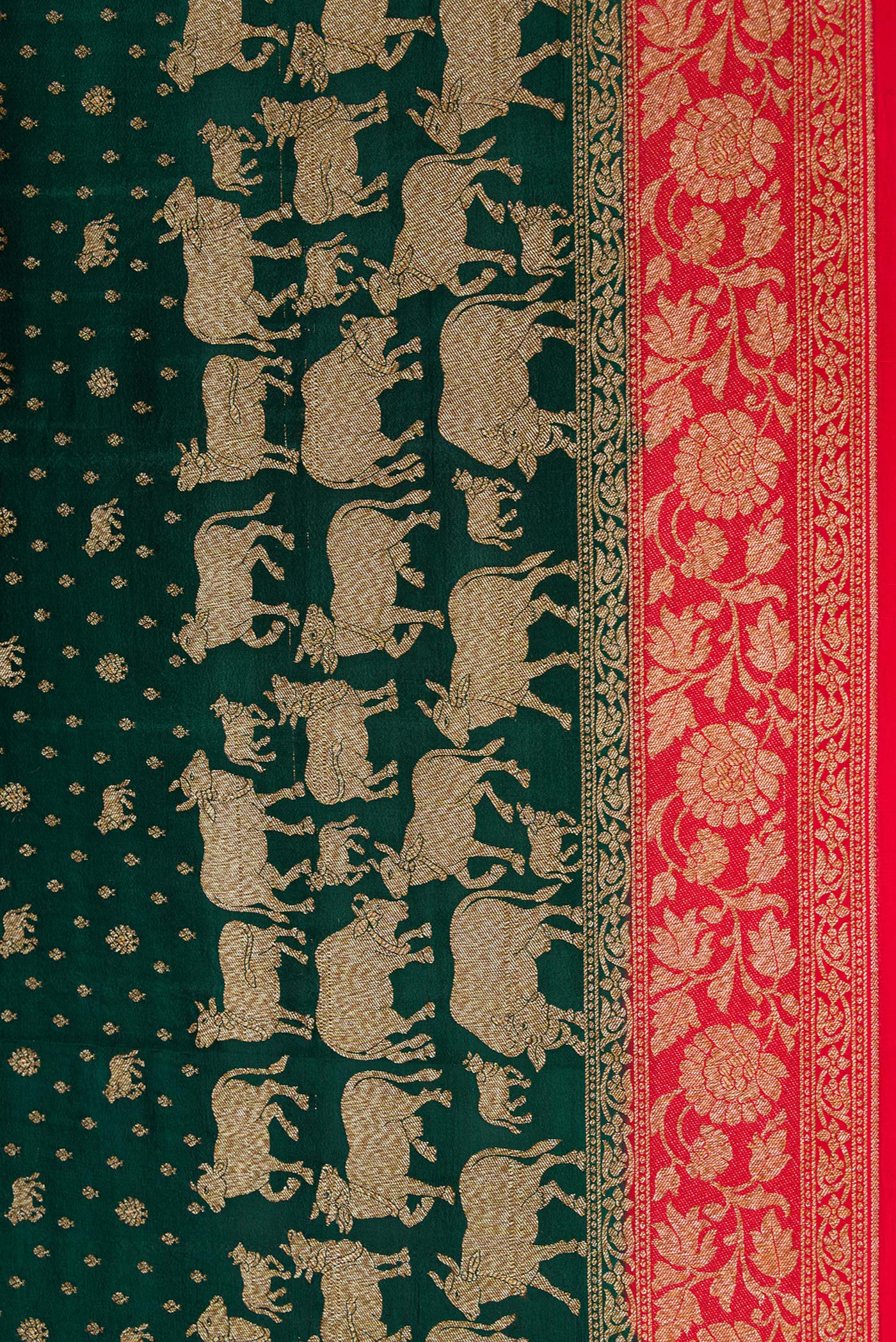 Bottle Green Dual Tone Mysore Georgette Saree - Image 3