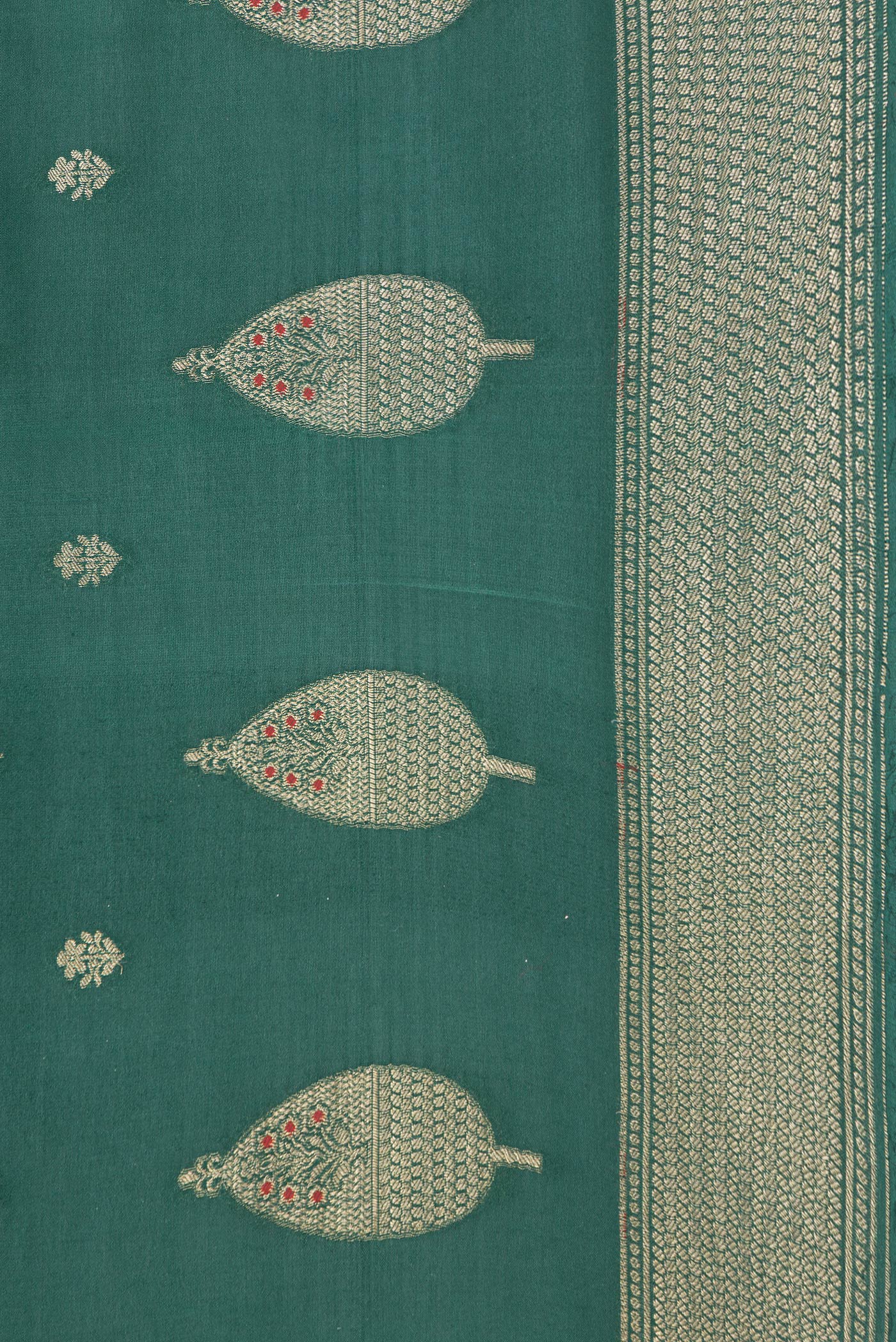 Bottle Green Mysore Crepe Saree - Image 3